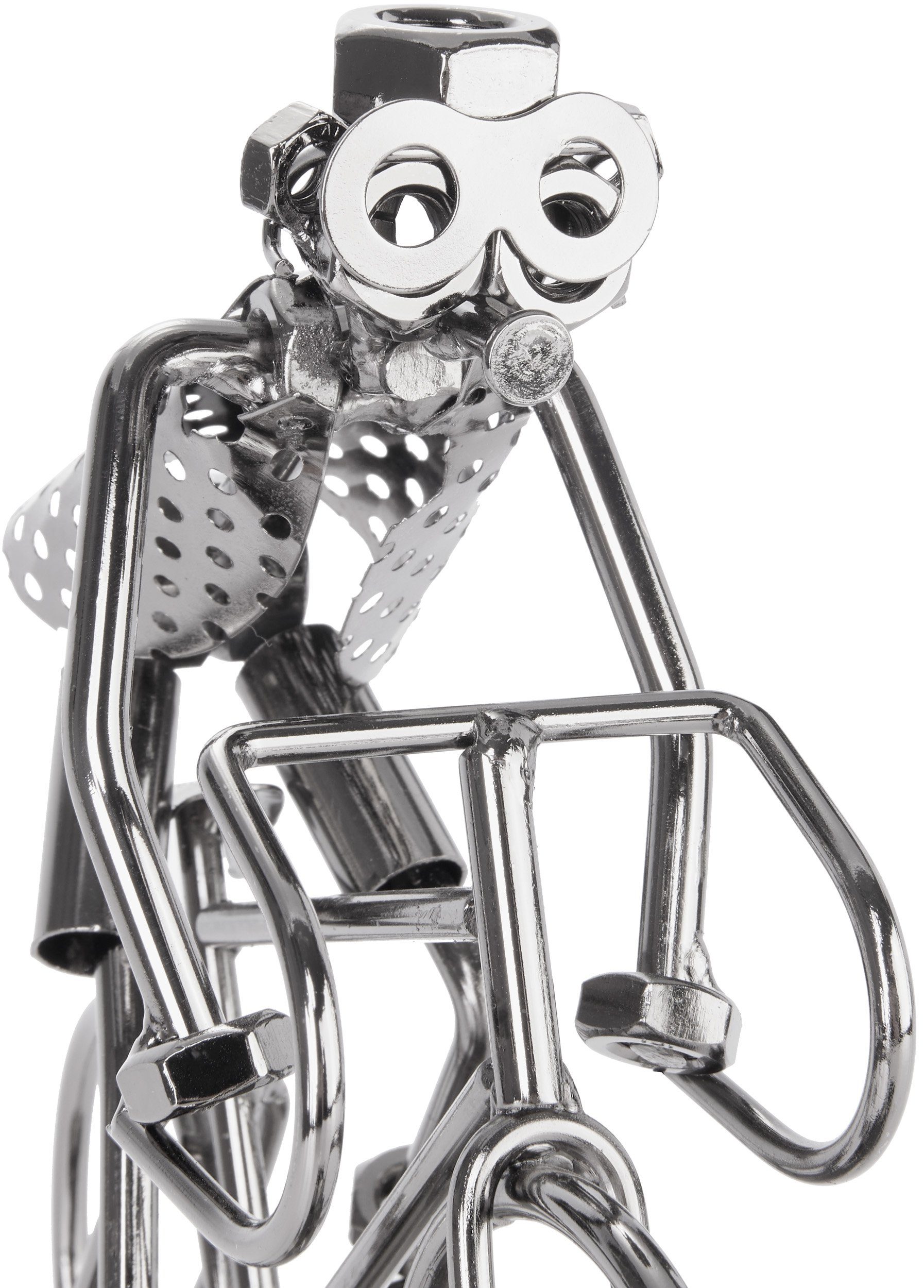 BRUBAKER Dekofigur Schraubenmännchen Fahrradfahrer - Fahrrad Eisenfigur Metallmännchen (1 St), Figur Geschenk für Radfahrer und Rennradfahrer