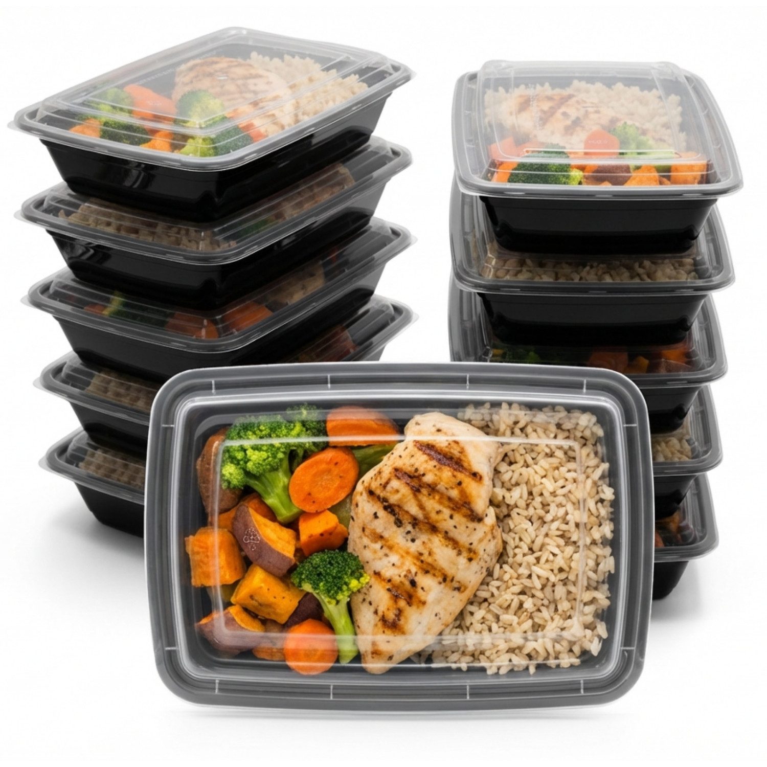 BigDean Lunchbox Wiederverwendbare Meal Prep Boxen mit Deckel (10 Stück), Kunststoff, (Set, 10-tlg., Meal-Prep Boxen), Auslaufsicher, Kompakt, Stapelbar, Mikrowellen & Spülmaschinenfest.