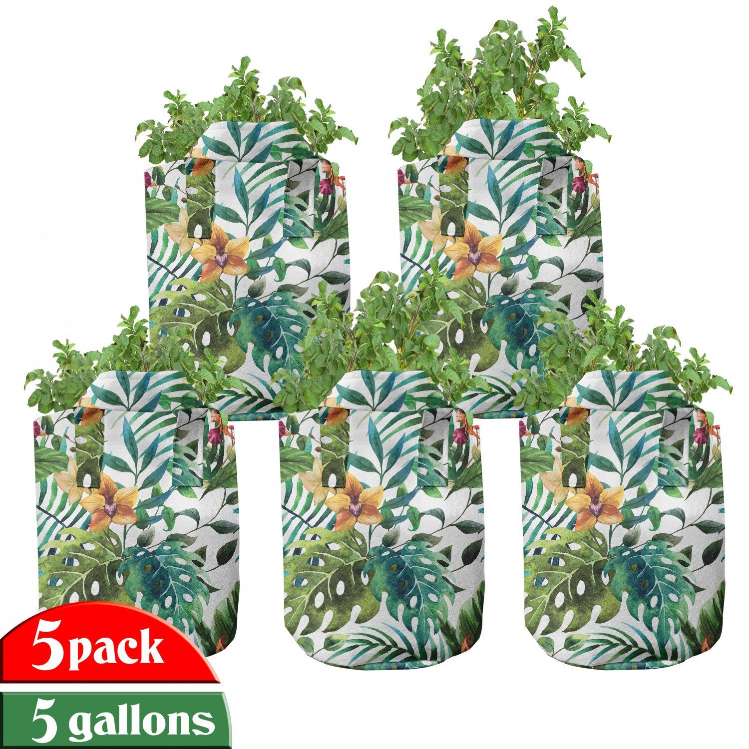 Abakuhaus Pflanzkübel hochleistungsfähig Stofftöpfe mit Griffen für Pflanzen, Blatt Palme Blumen Hibiscus