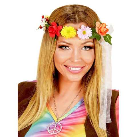 Widdmann Kostüm Hippie Haarreif, Farbenfrohes Haarband für Hippie- und Schlager Kostüm