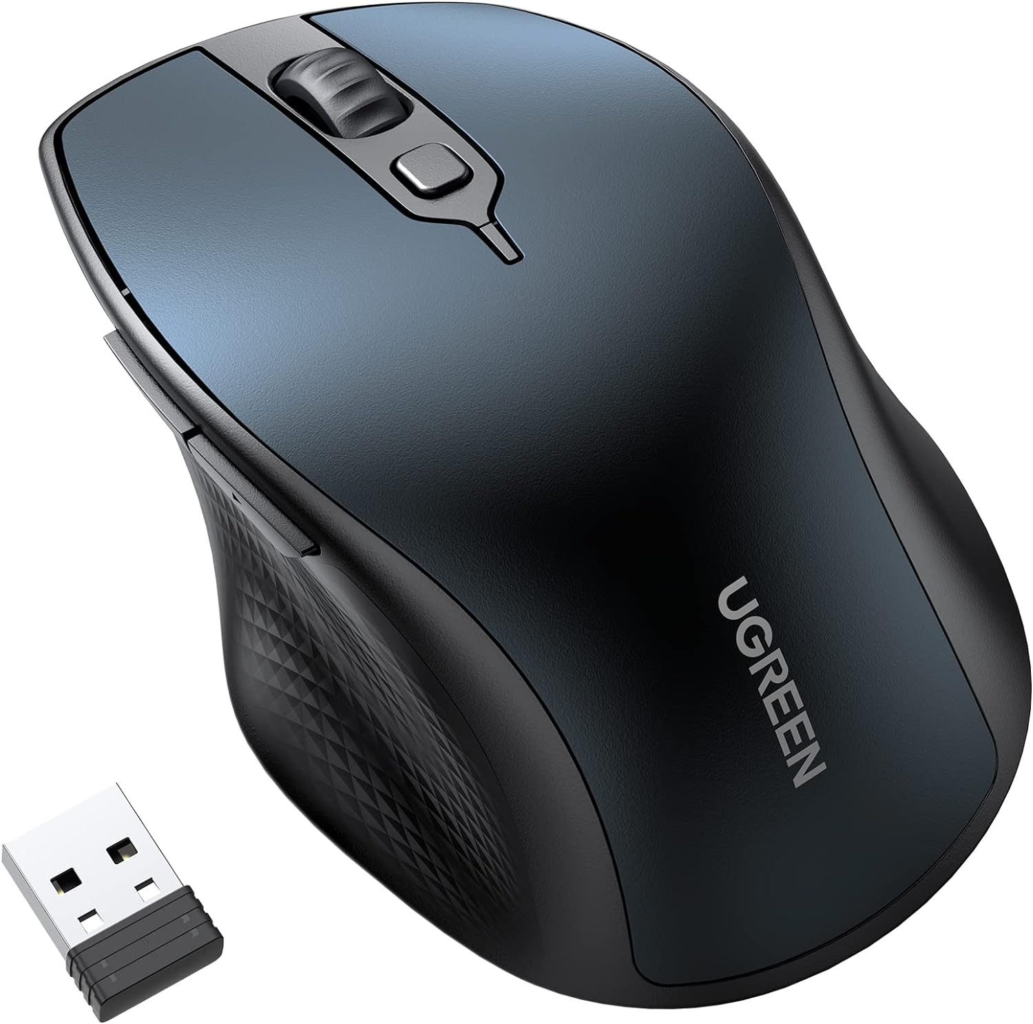 UGREEN MU101 ergonomische Bluetooth / 2,4 GHz Maus, Schwarz ergonomische Maus (Bluetooth, Wireless, kabellos, DPI : 1000 / 1600 / 2000 / 4000, ergonomisch)