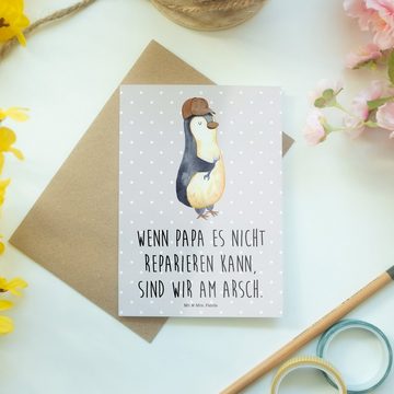 Mr. & Mrs. Panda Grußkarte Wenn Papa es nicht reparieren kann, sind wir am Arsch - Grau Pastell, Einzigartige Motive