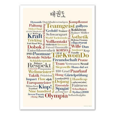 Deine Wörter Postkarte Poster Taekwondo Wörter (50x70 cm)