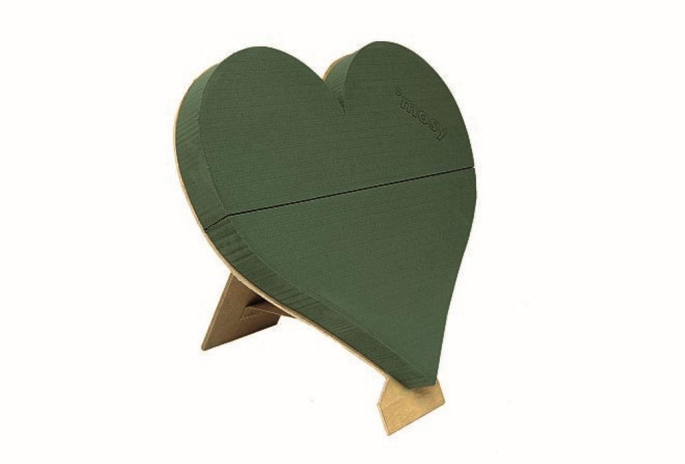 Bastelfilz Steckmoos-Herz zum Stellen, 50 cm Durchmesser, Steckschaum, Steckmasse
