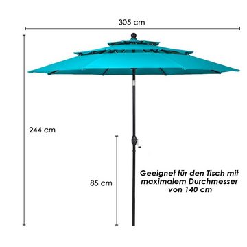 KOMFOTTEU Sonnenschirm Terrassenschirm, mit 8 Rippen & Kurbel-Mechanismus