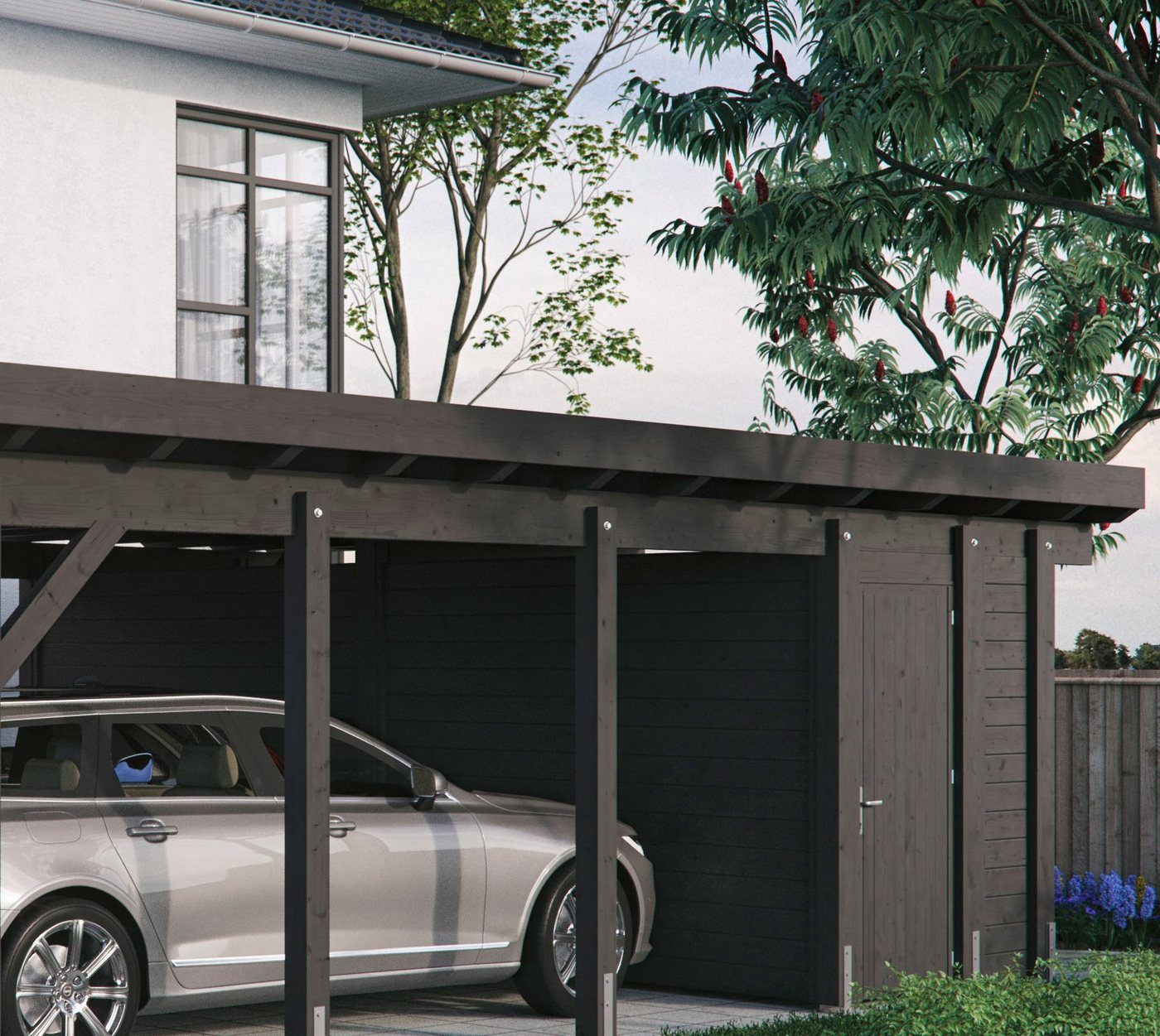 Thumbnail - Kiehn-Holz Carport-Geräteraum, BxT: 585x174 cm, nur für Carport KH 330/331, versch. Farben