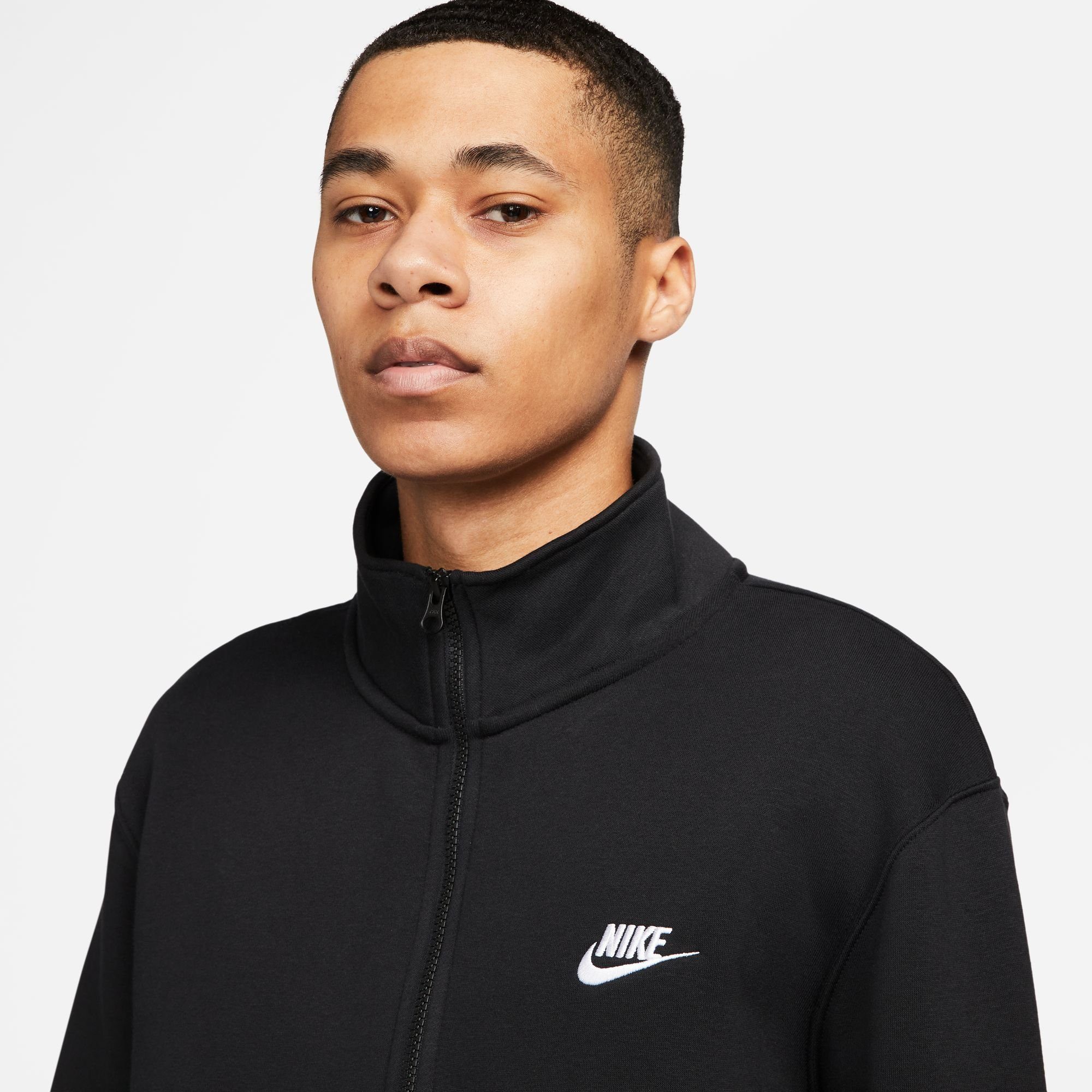 CLUB Nike 1/-ZIP BRUSHED-BACK PULLOVER Sportswear MEN'S Sweatshirt BLACK/BLACK/WHITE