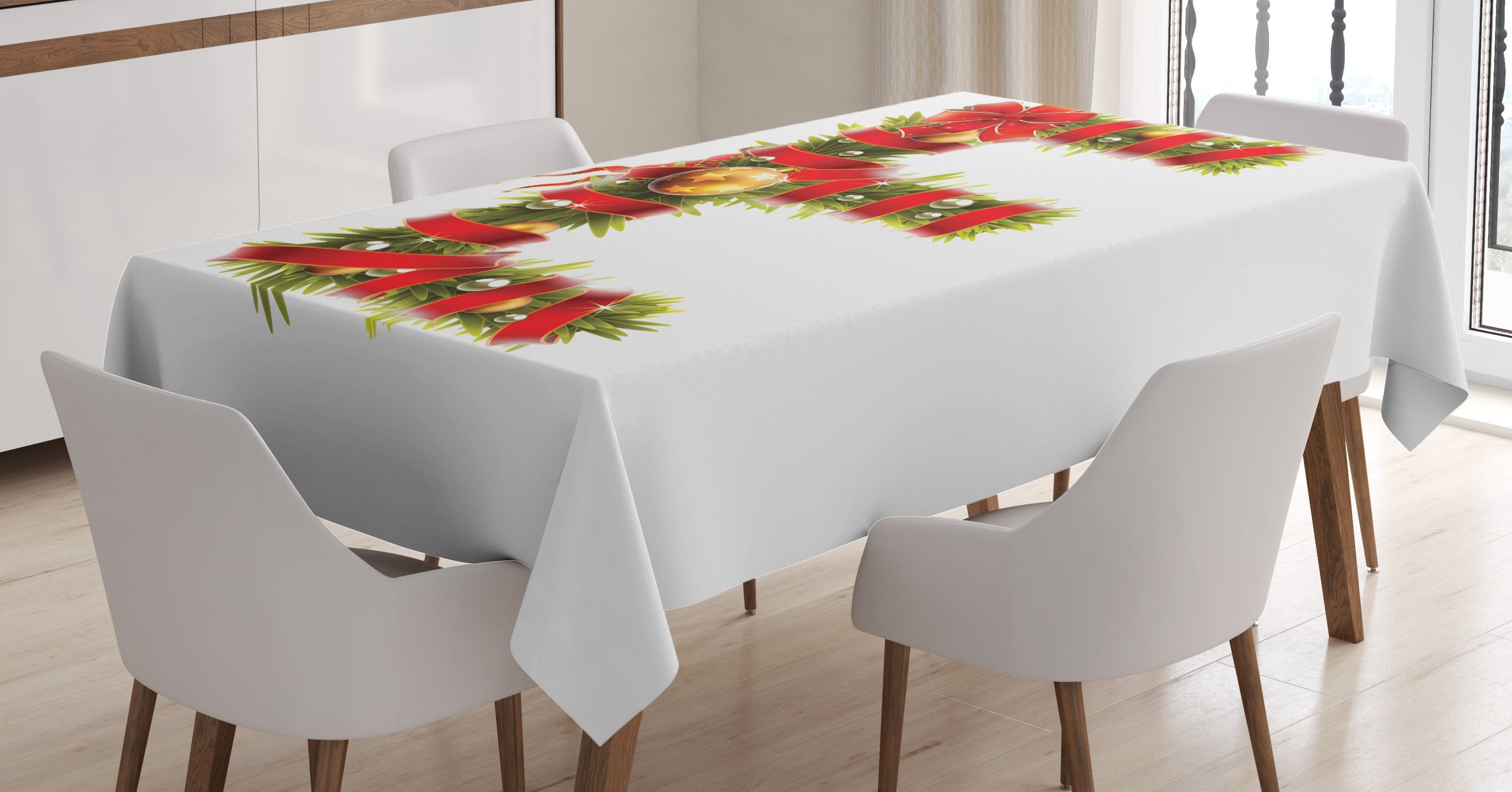 Tischdecke geeignet Farbfest Buchstabe-Kunst den E Waschbar Außen Bereich Farben, Klare Weihnachtsalphabet Abakuhaus Für