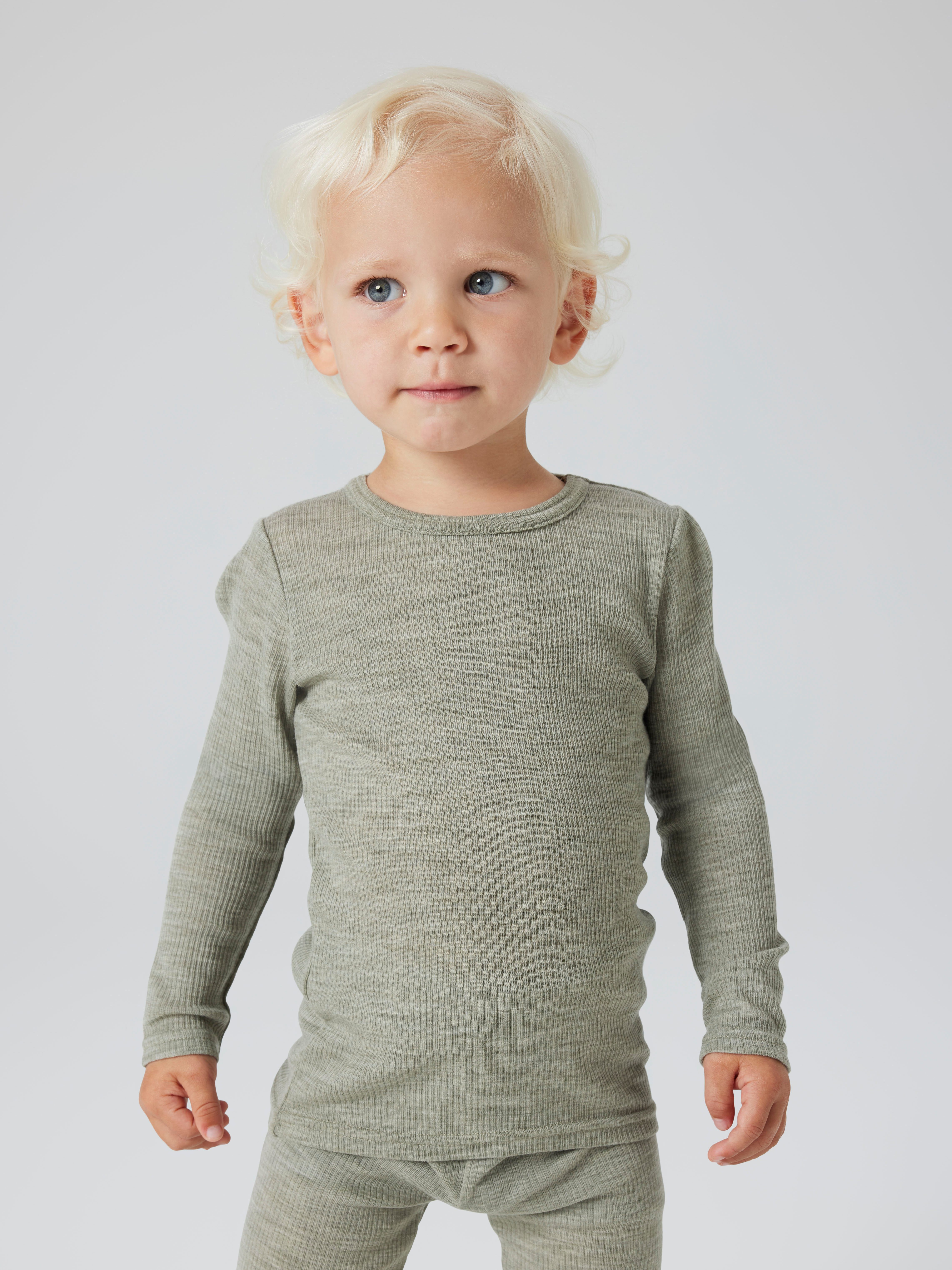Name It Langarmshirt NMNWAX WOOL RIB LS TOP NOOS aus reiner Merinowolle