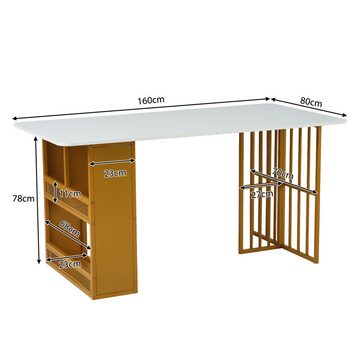 SeedWave Esstisch 160 cm x 80 cm mit Stauraum, Rechteckiger Esstisch (Tisch oder Tisch mit 6 Stühlen), Bürozimmertisch, Modernes einfaches Esstischset mit 6 Barstühlen