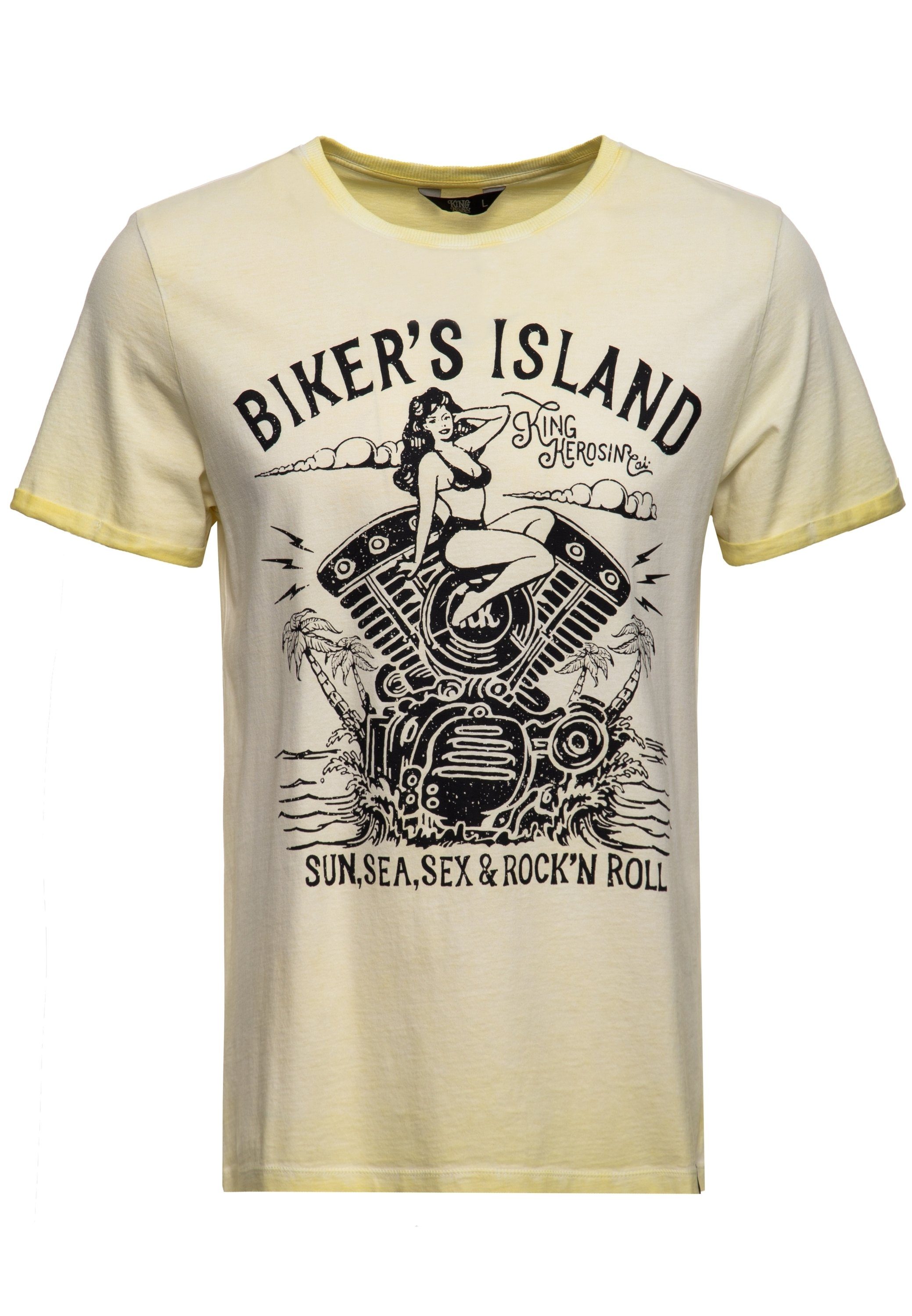 KingKerosin T-Shirt Bikers Island mit Pin Up Print