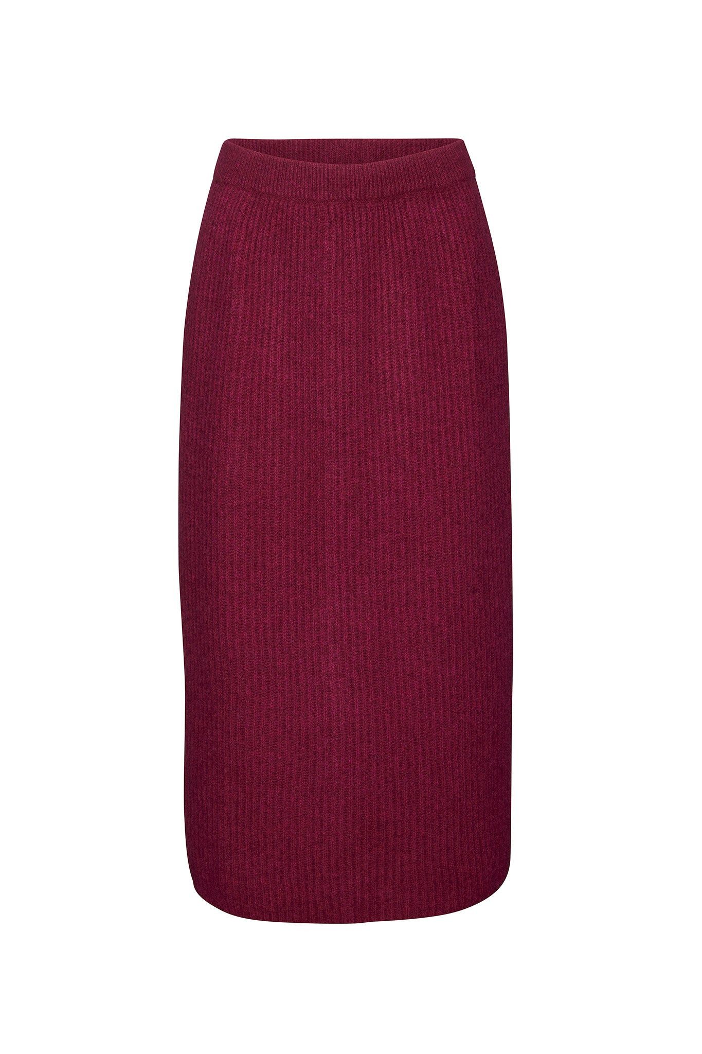 DAINIKA Strickrock Langer Damen Wollrock aus Yakwolle mit Rippmuster und Bündchen Weicher Rippstrickrock für stilbewusste Outfits