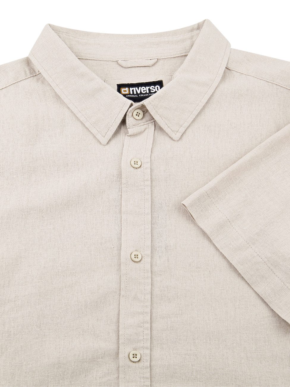 riverso Kurzarmhemd riverso Herren Kurzarm Leinen Hemd RIVCarlo Regular Fit (1-tlg) – Bild 4 von 4