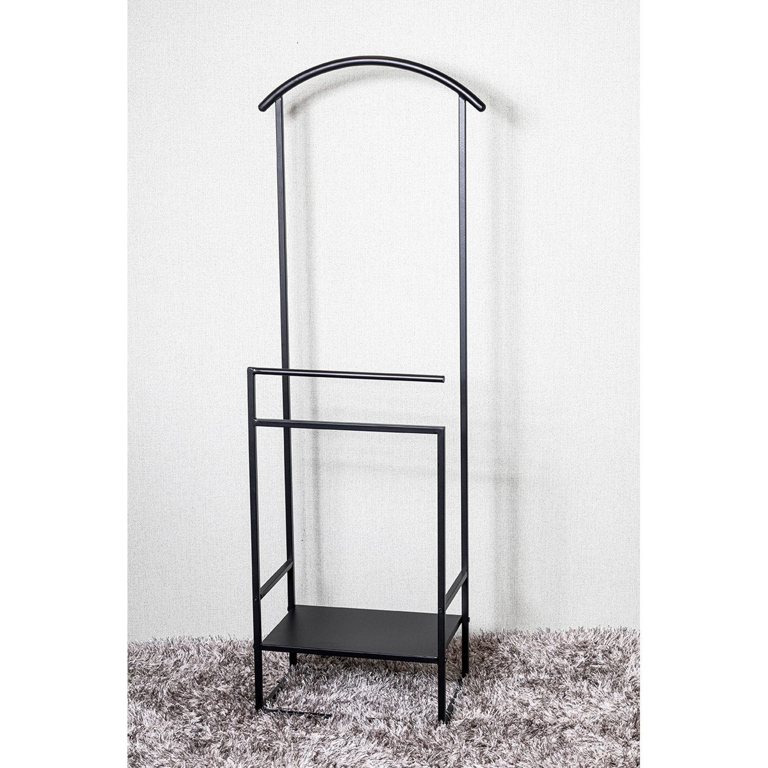 HAKU Herrendiener Herrendiener schwarz - Kleiderständer, Metall - B 47 x H 128 x T 26 cm, (1xHerrendiener, Stummer Diener - Herrenständer), Herrendiener aus Metall, Stiller Diener, Stummer Diener