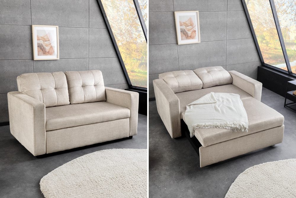 riess-ambiente Schlafsofa SMART 2-Sitzer champagner beige – Samt, ausziehbar, Nosagfederung, Einzelartikel 1 Teile, kompakte Ausziehcouch mit Polsterung – ideal – Bild 5 von 5