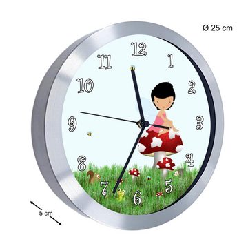 CreaDesign Funkwanduhr Funkuhr, Kinder Wanduhr, Kinderuhr, Kinderzimmer Waldfee (geräuscharmes Uhrwerk)