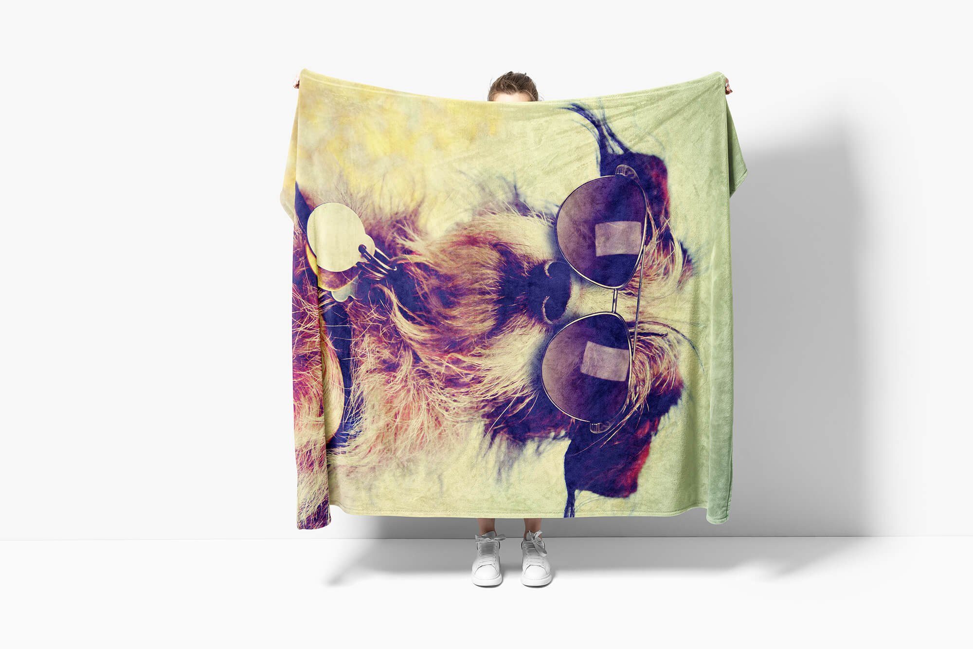 Sinus Art mit Baumwolle-Polyester-Mix So, Kuscheldecke Tiermotiv Handtuch Handtücher mit (1-St), Handtuch Hund Strandhandtuch Saunatuch cooler