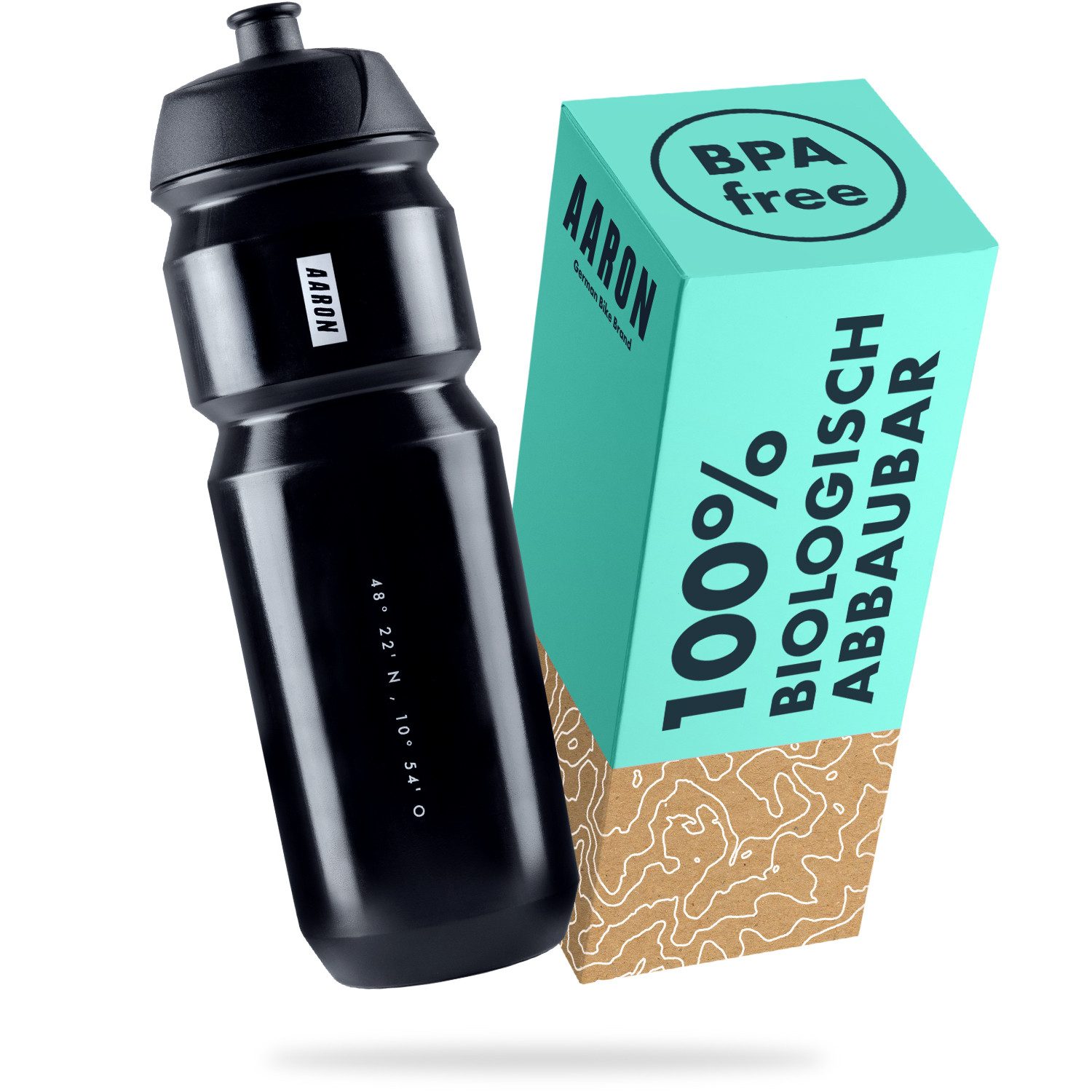 AARON Trinkflasche ECO 100% Biologisch Abbaubar BPA-frei Fahrrad Wasserflasche 500/750 ml