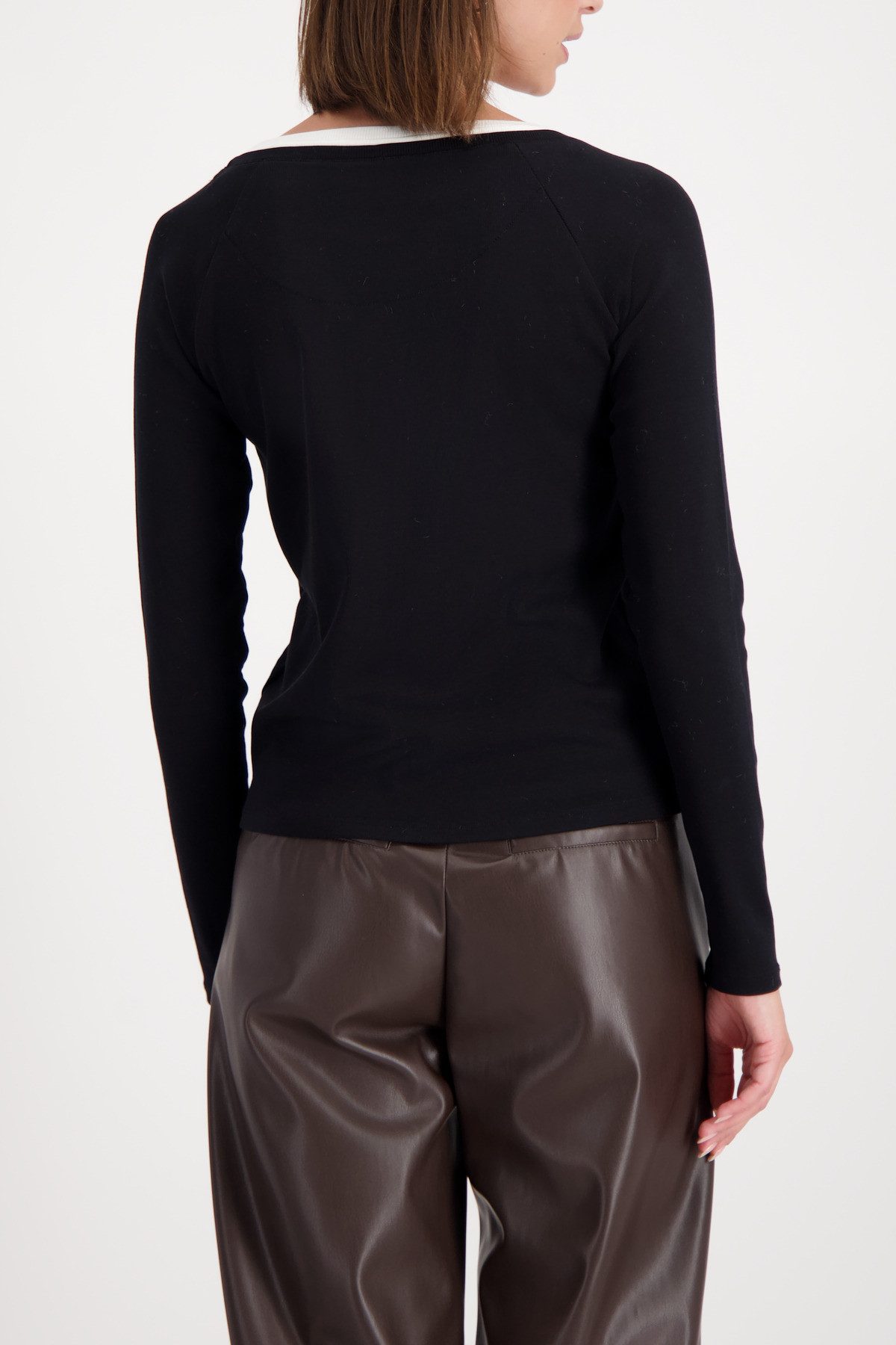 Monari Langarmshirt Shirt Basic Rippe 2in1 Regular fit mit Rundhalsausschni günstig online kaufen