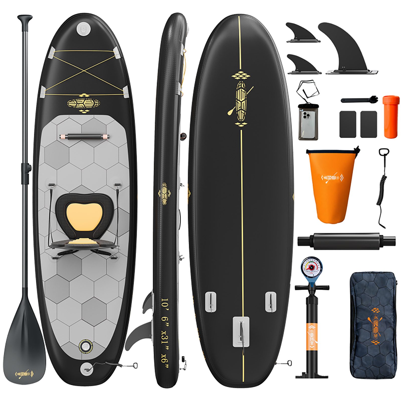 HOMALL Inflatable SUP-Board Aufblasbares Stand Up Paddle Board mit Halter, Sitz und Fußband, 320cm SUP-Board Set mit Action-Cam Halterung, Bis 130kg