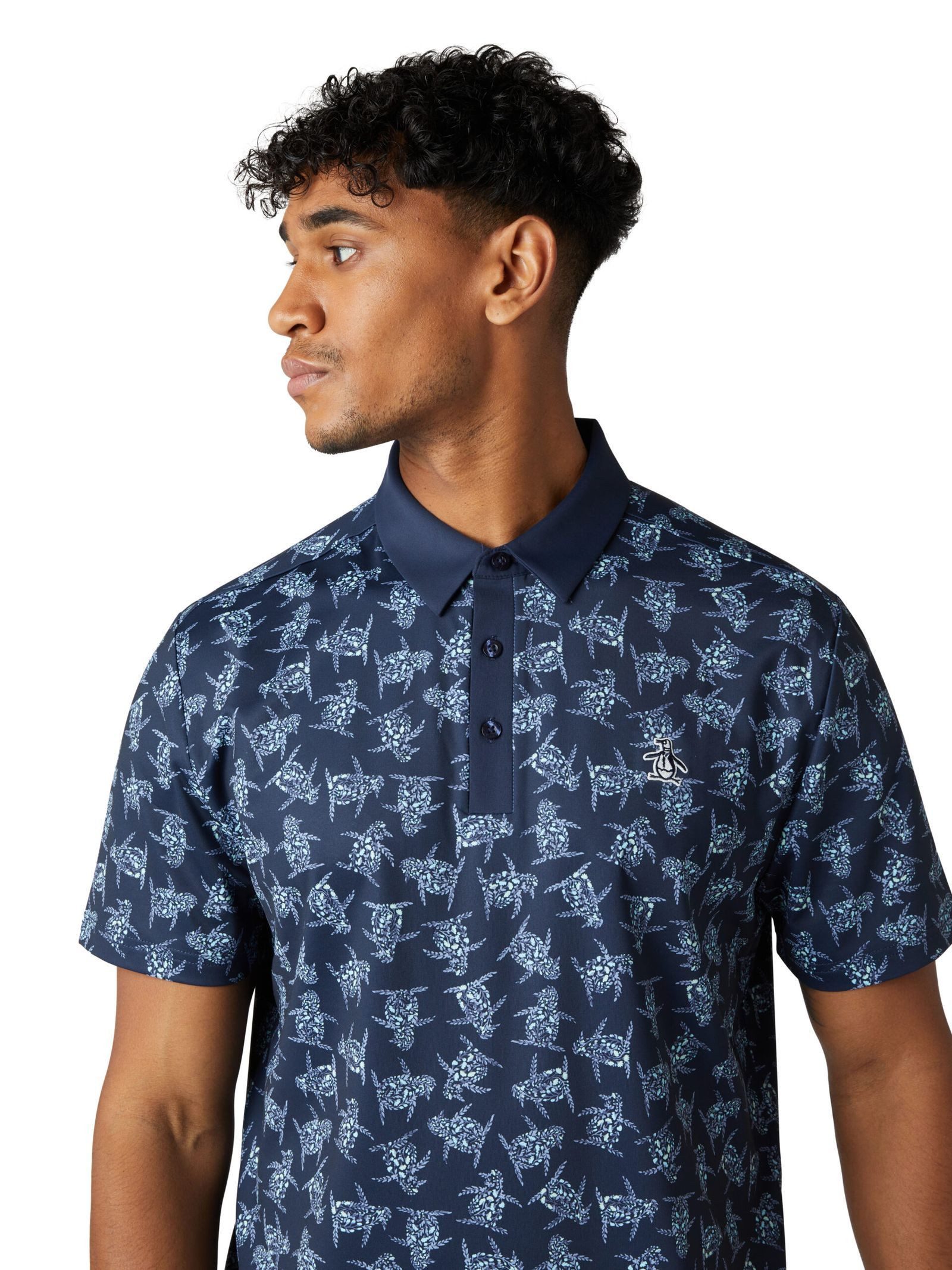 Original Penguin Poloshirt Penguin All Over 60's Golfpolo mit floralem Pete-Print Herren (1-tlg) Feuchtigkeitsableitend