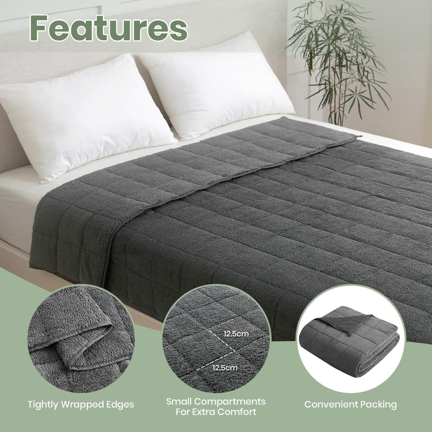 Good Nite Gewichtsdecke Sherpa Fleece Gewichtsdecke Therapiedecke Weighted Blanket, Bezug: 8KG, schwere Decke mit weichem Plüsch Flanell Anti-Stress – Bild 2 von 5