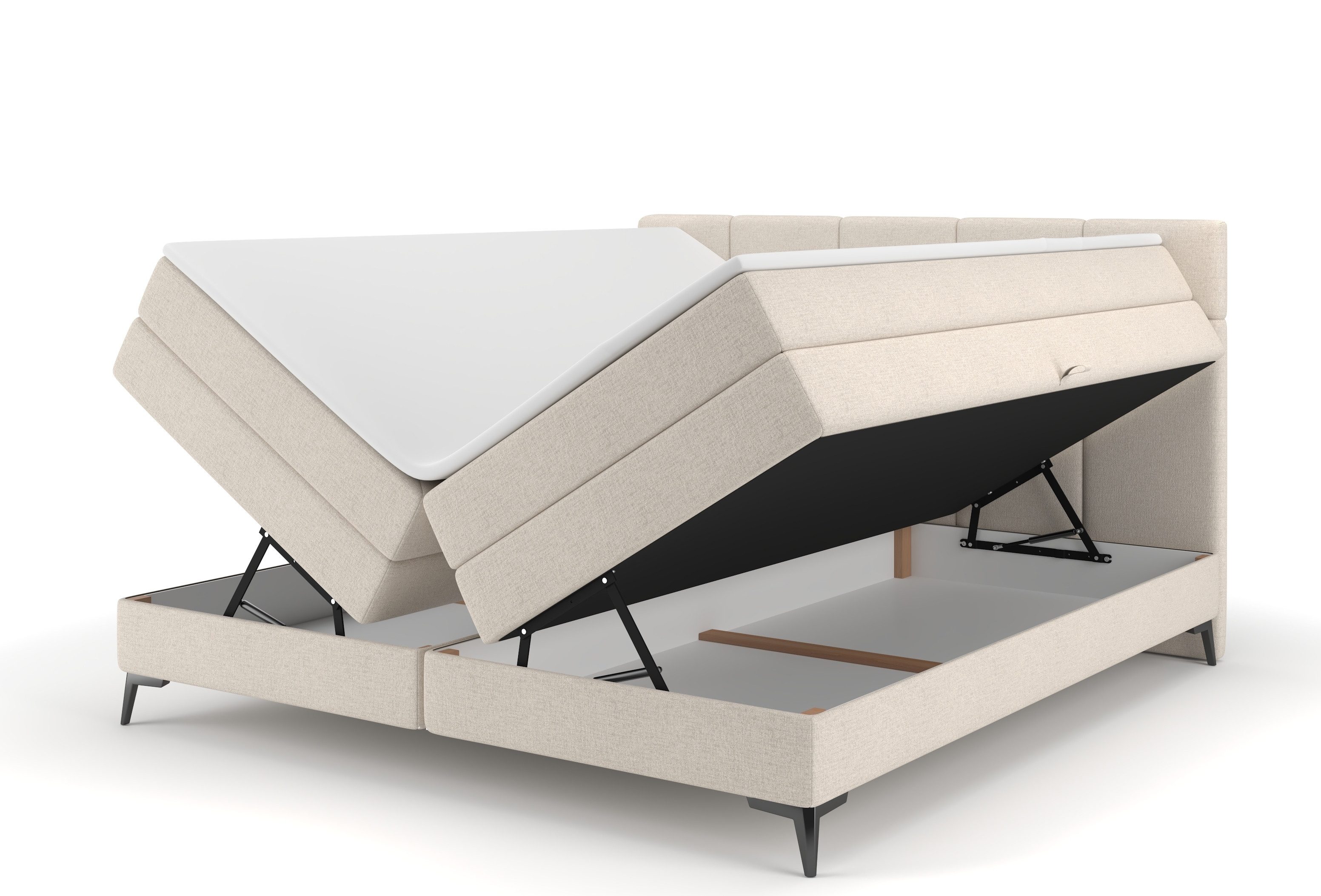 B&B Home Boxspringbett Soho mit Doppelmatratze & Topper (Kopfteil, Bettkasten, Bonellfederkern- und Taschenfederkernmatratze, Topper), Doppelmatratze