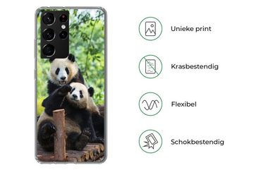 MuchoWow Handyhülle Panda - Brücke - Natur, Phone Case, Handyhülle Samsung Galaxy S21 Ultra, Silikon, Schutzhülle