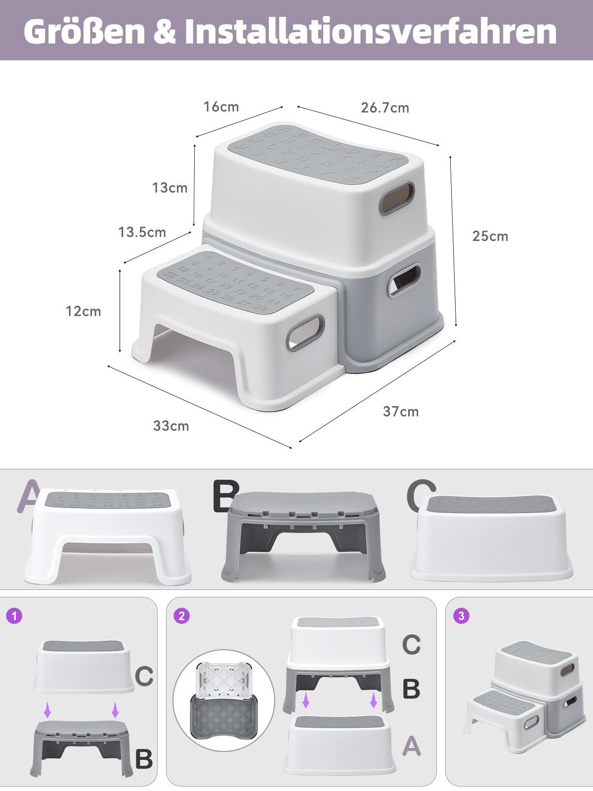 House Day Tritthocker Kinder 2 Stufen(hoch 25cm)-Sichere Tritthocker mit An günstig online kaufen