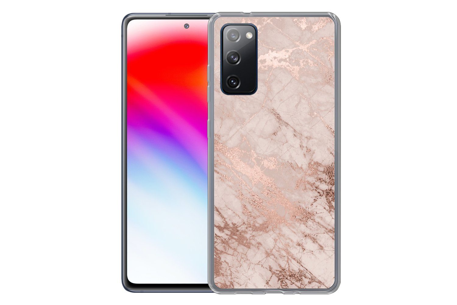 MuchoWow Handyhülle für Samsung Galaxy S20 FE Marmor - Rosa - Luxus - Marmoroptik - Glitze, Phone Case, Silikon, Schutzhülle Dünn