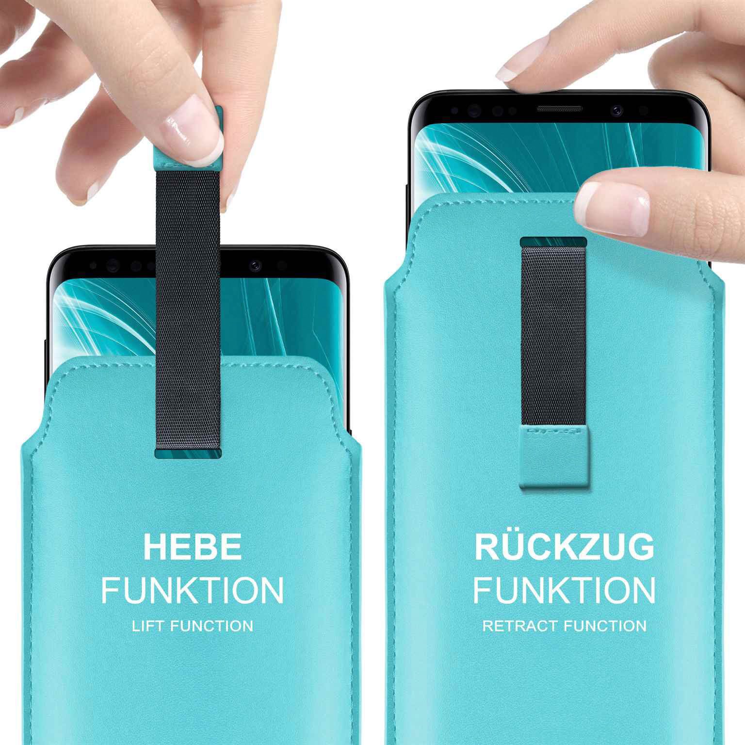 moex Handyhülle für Sony Xperia 10 V Hülle Leder Optik Pull Case Türkis 6,1 Zoll, Holster Handytasche Schutzhülle Sleeve Hülle Etui 360 Grad Schutz Dünn