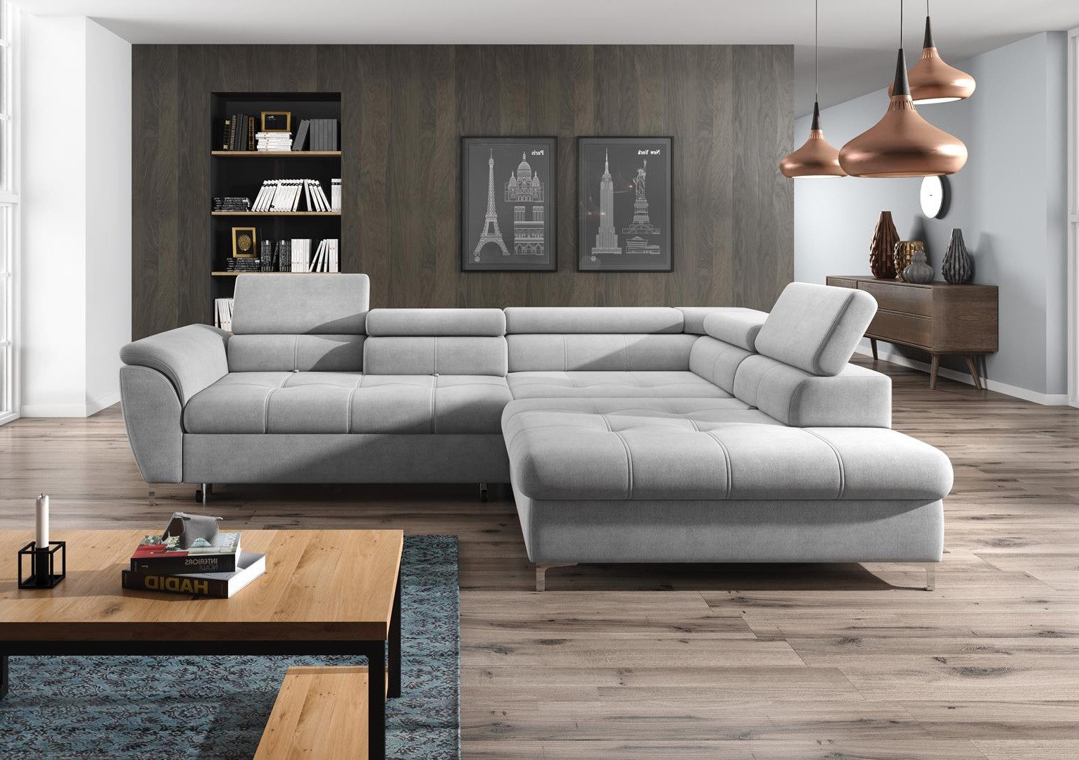 Ecksofa Sofa in L-Form mit modernem Design, Polsterung und Stoffbezug sowie