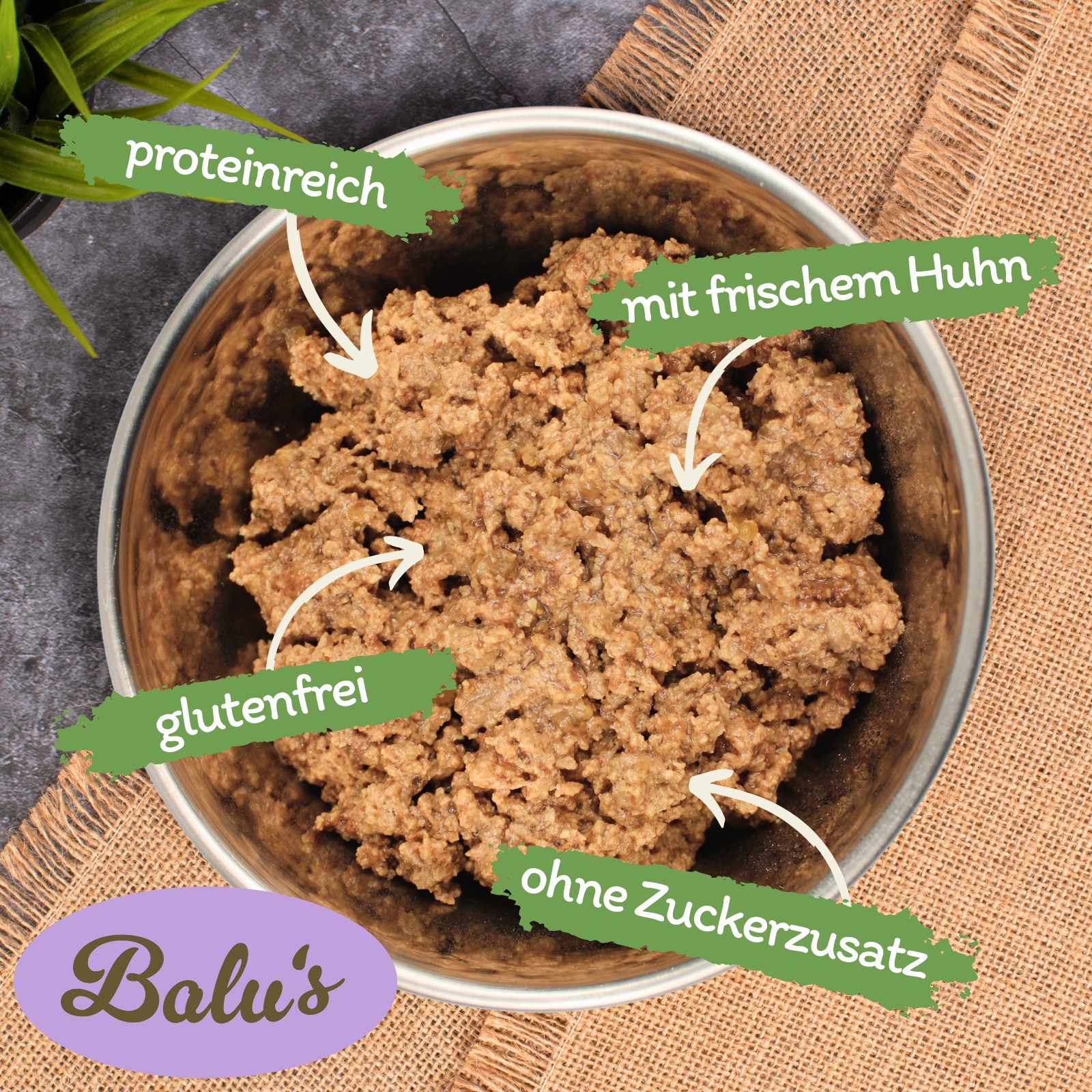 Lecker.Pet 18 x 400 g Lecker.Pet® Balu's, Emily's & Leo's Saftige Fleischmahlzeit Huhn, Nassfutter für: Katze