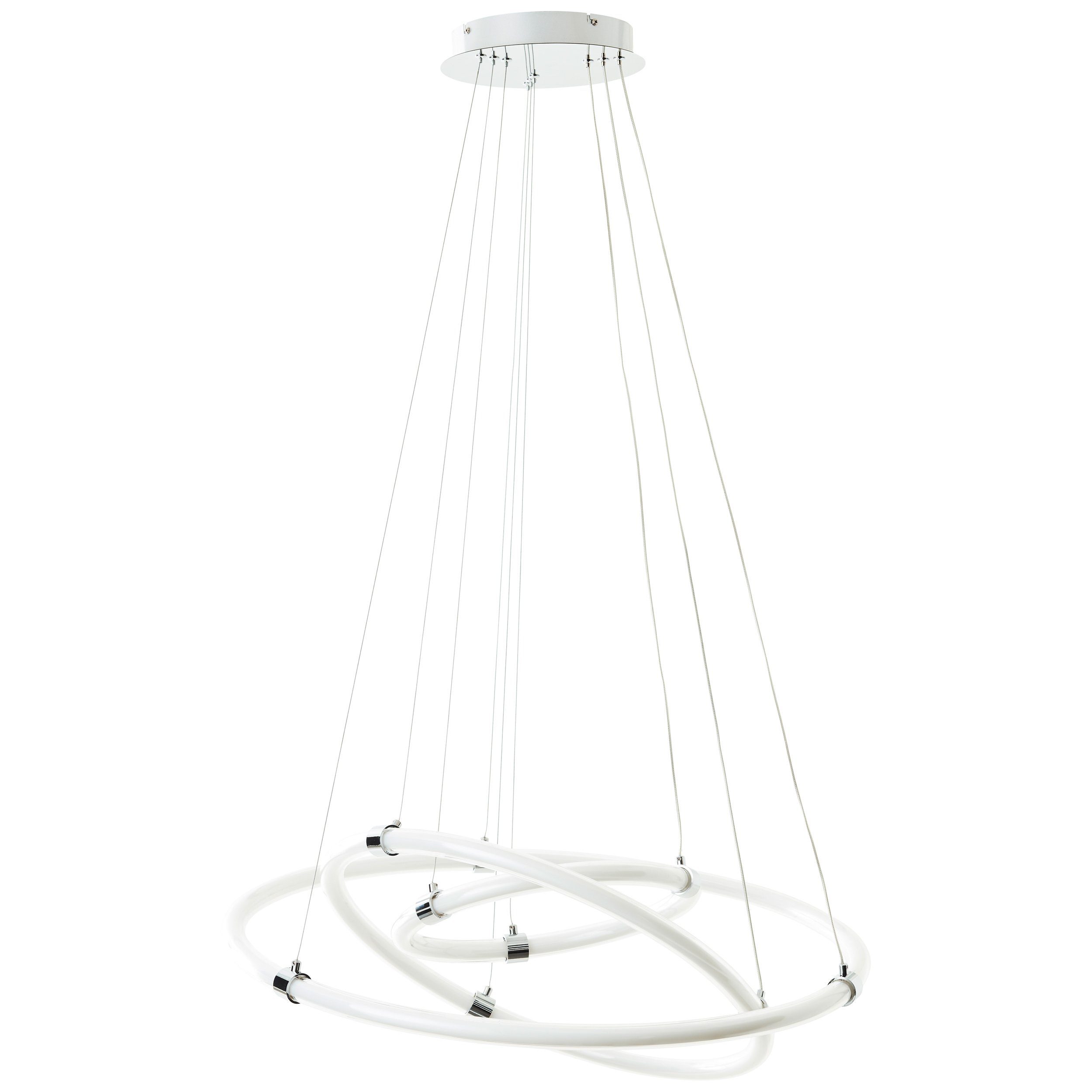 Brilliant LED Pendelleuchte Poolen, CCT - über Fernbedienung, Dimmfunktion, LED fest integriert, warmweiß - kaltweiß, 8000 lm, Ø 79 cm, Aluminium/Kunststoff, chromfarben