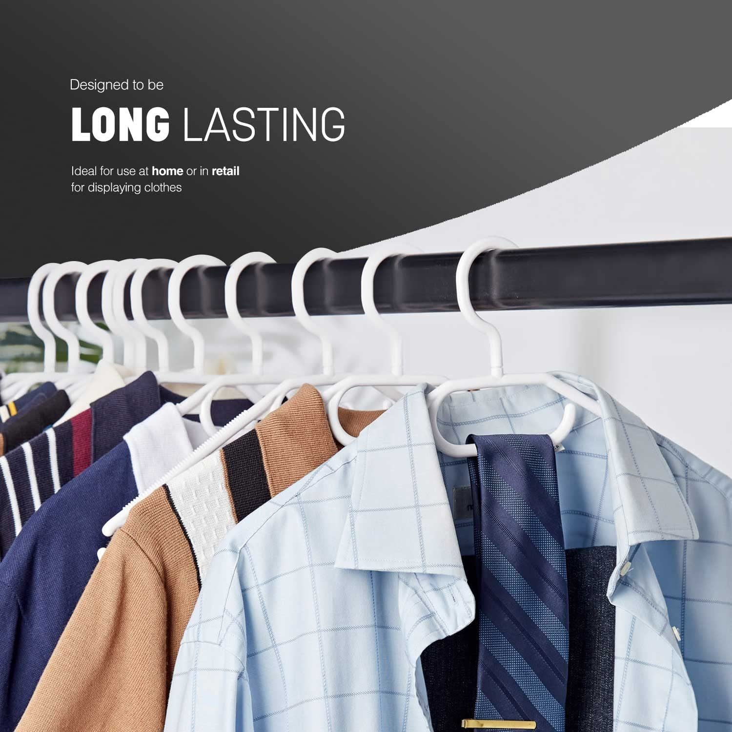 20 Stück Kleiderbügel Kunststoff Schwarz - Anti-Rutsch Mit Krawattenhalter