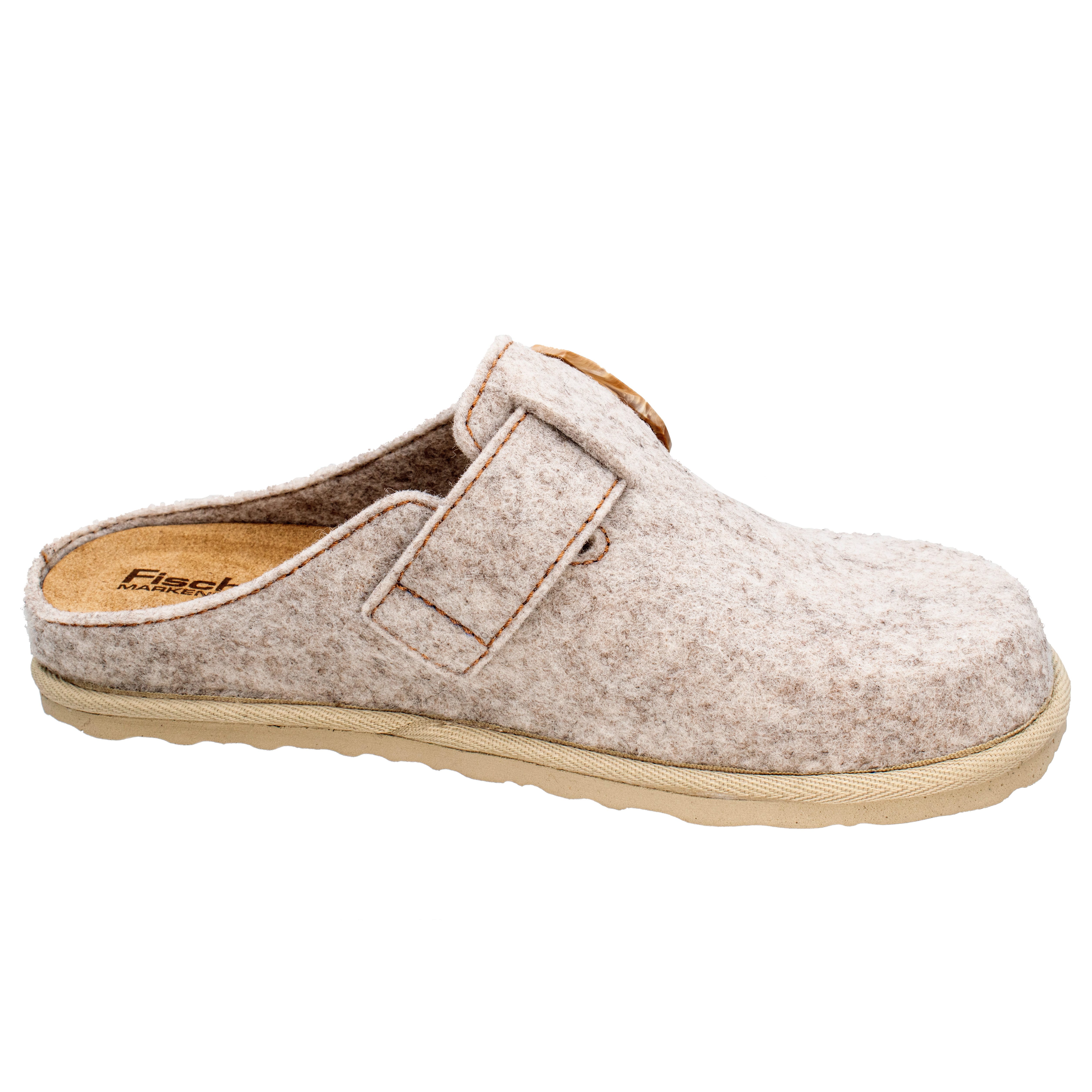 Fischer-Markenschuh Katrin Pantoffel aus recycletm PET Filz, Filzsohle herausnehmbar, Schnallenverschluss