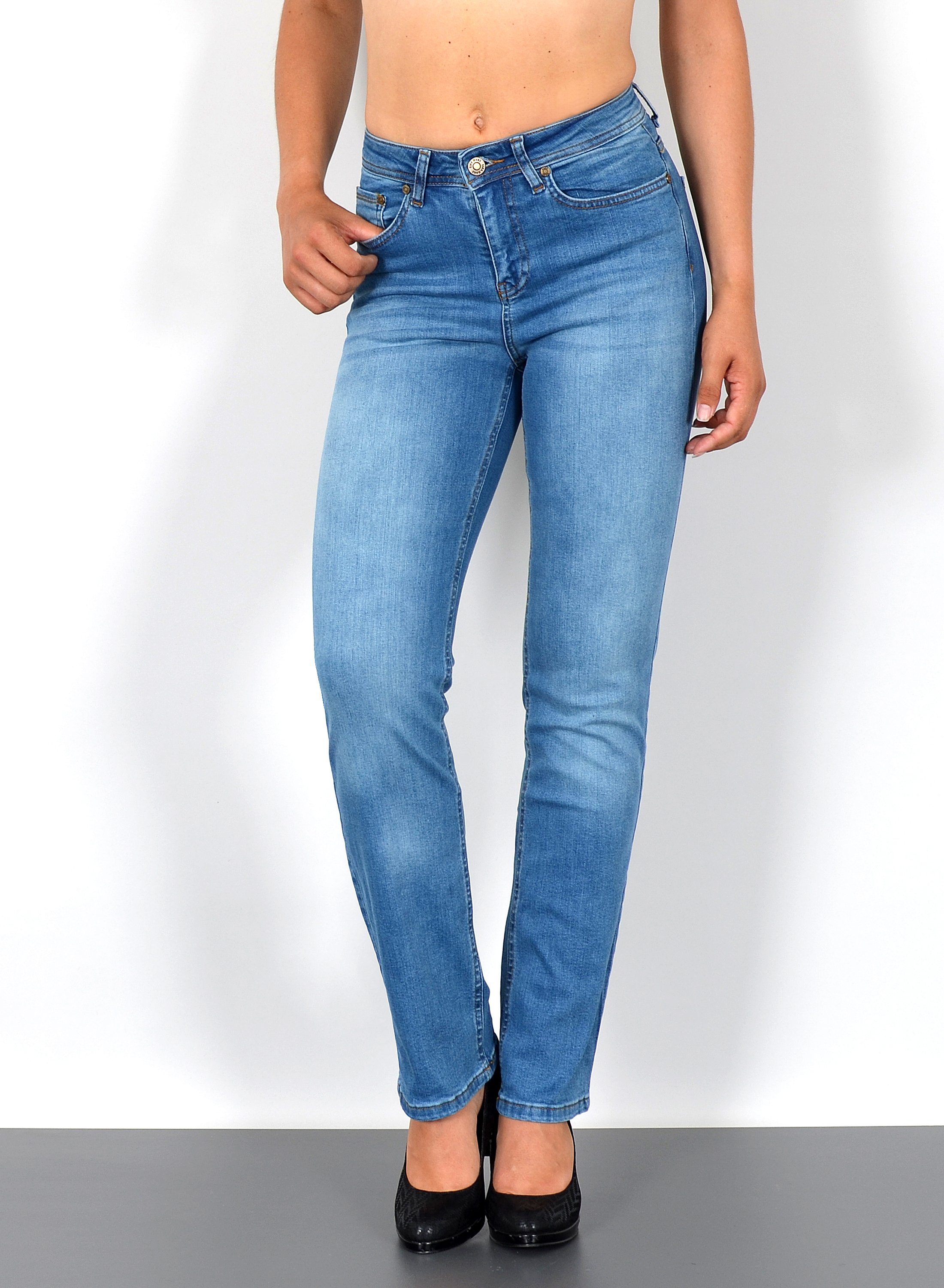 ESRA Straight-Jeans Stretch-Jeans Damen High Waist günstig online kaufen