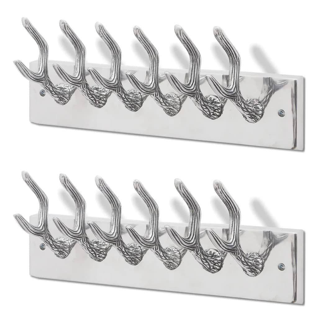 vidaXL Garderobe Рельсы пальто 2 Stk Silbern Aluminium
