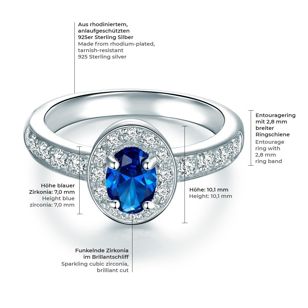 Trilani Silberring Verlobungsring aus 925 Sterling günstig online kaufen