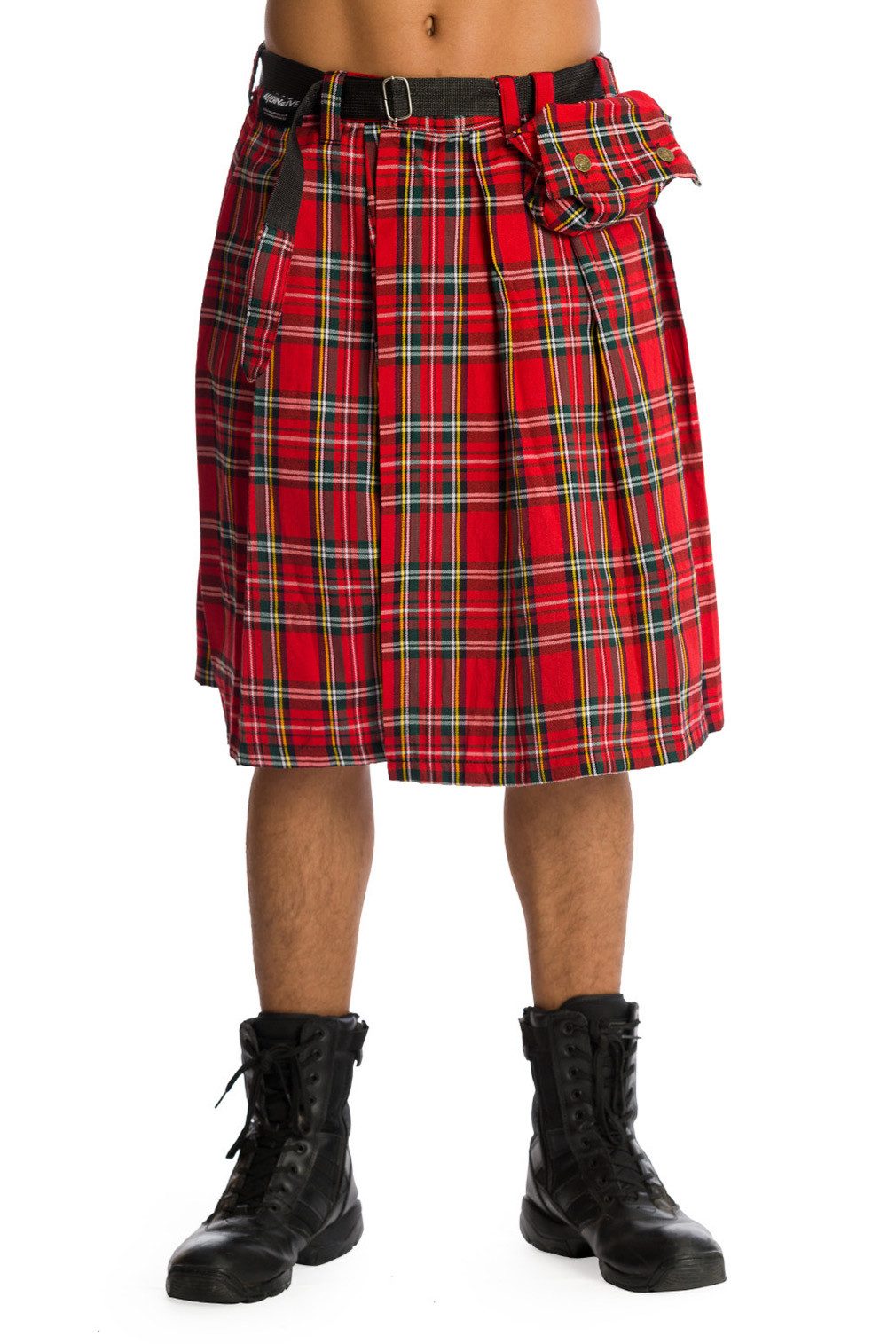 Banned Shorts Classic Tartan Kilt Sporran Kariert Karo Rot Schottenrock