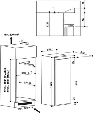 Privileg Einbaukühlschrank PRCI 336, 122,5 cm hoch, 54 cm breit
