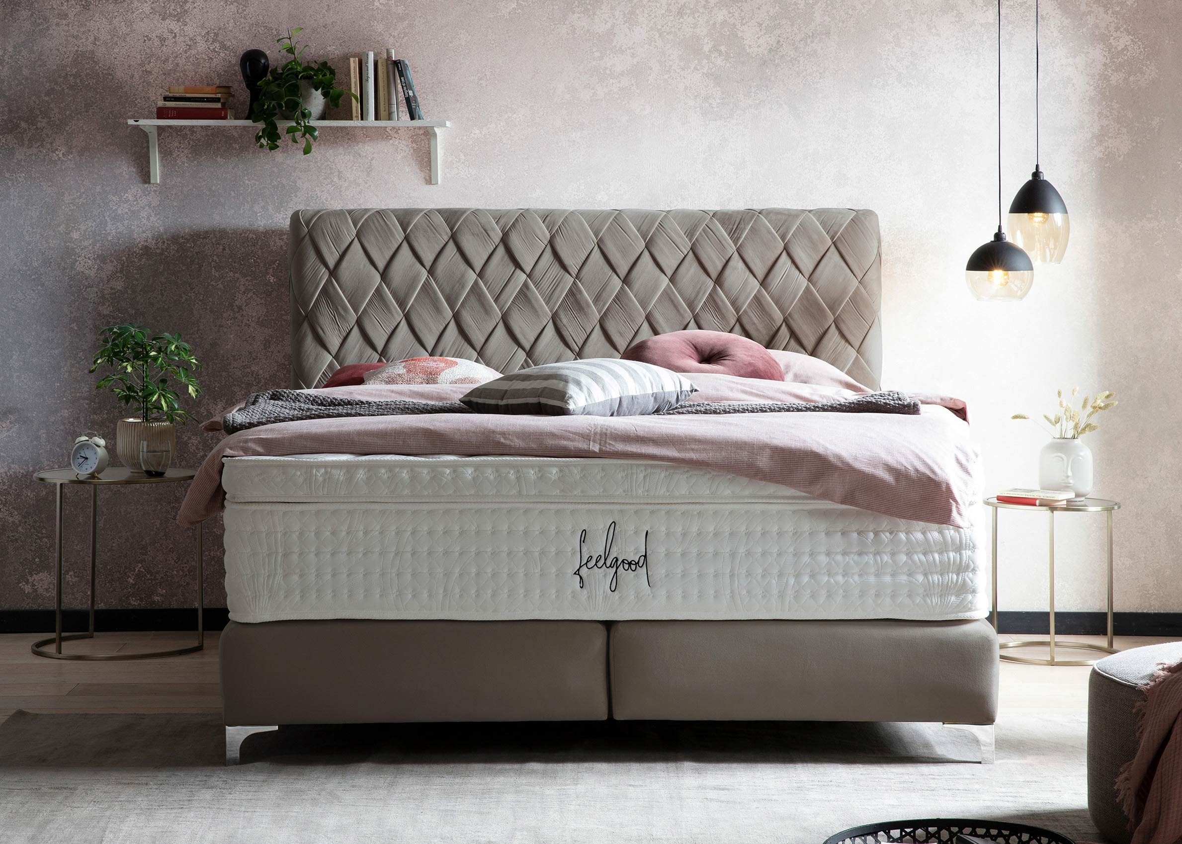 BettCo Boxspringbett Lyon (in Taupe Velours, günstig online kaufen