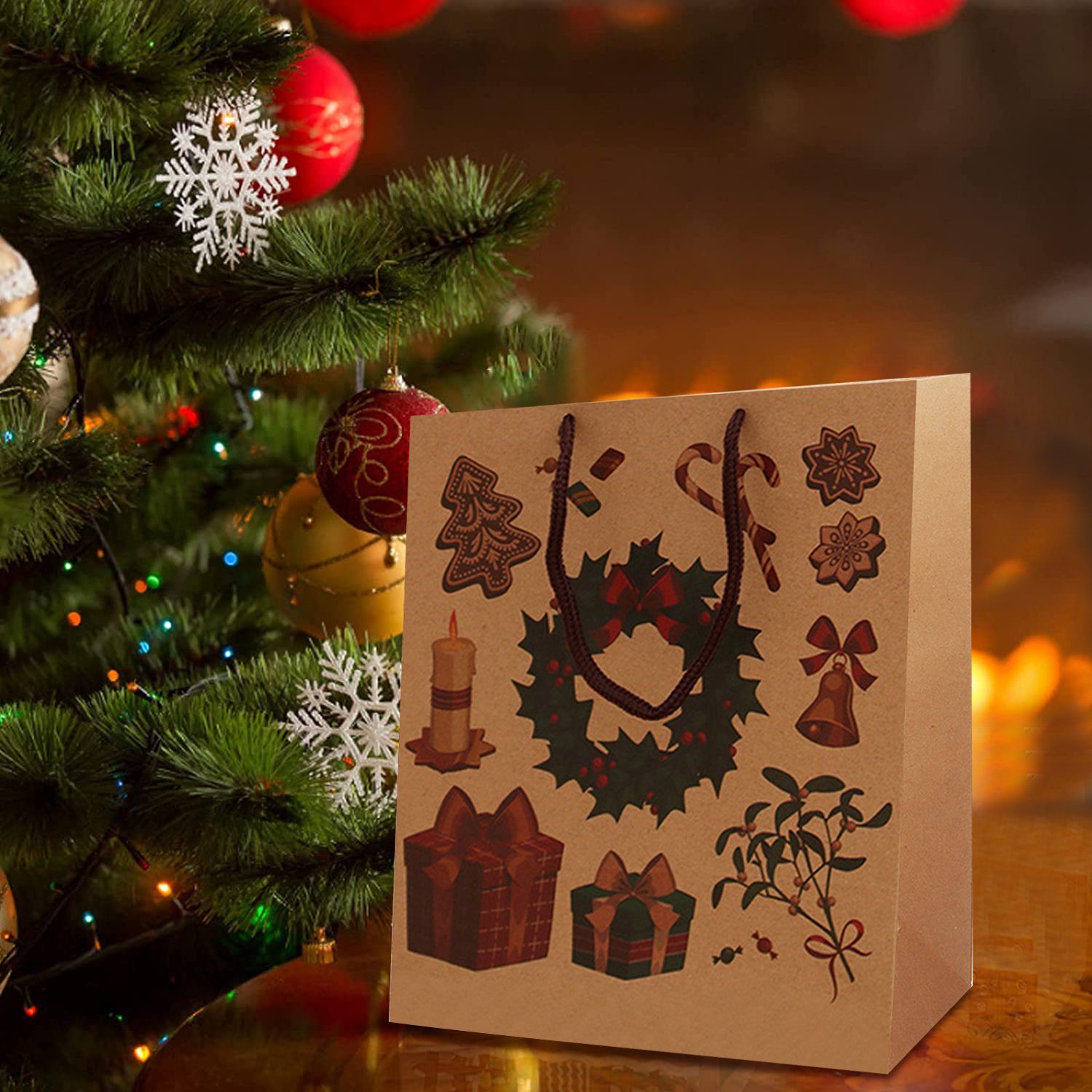 Vaxiuja Kraftpapier Weihnachten Packpapier Geschenktaschen Geschenktüten Weihnachten