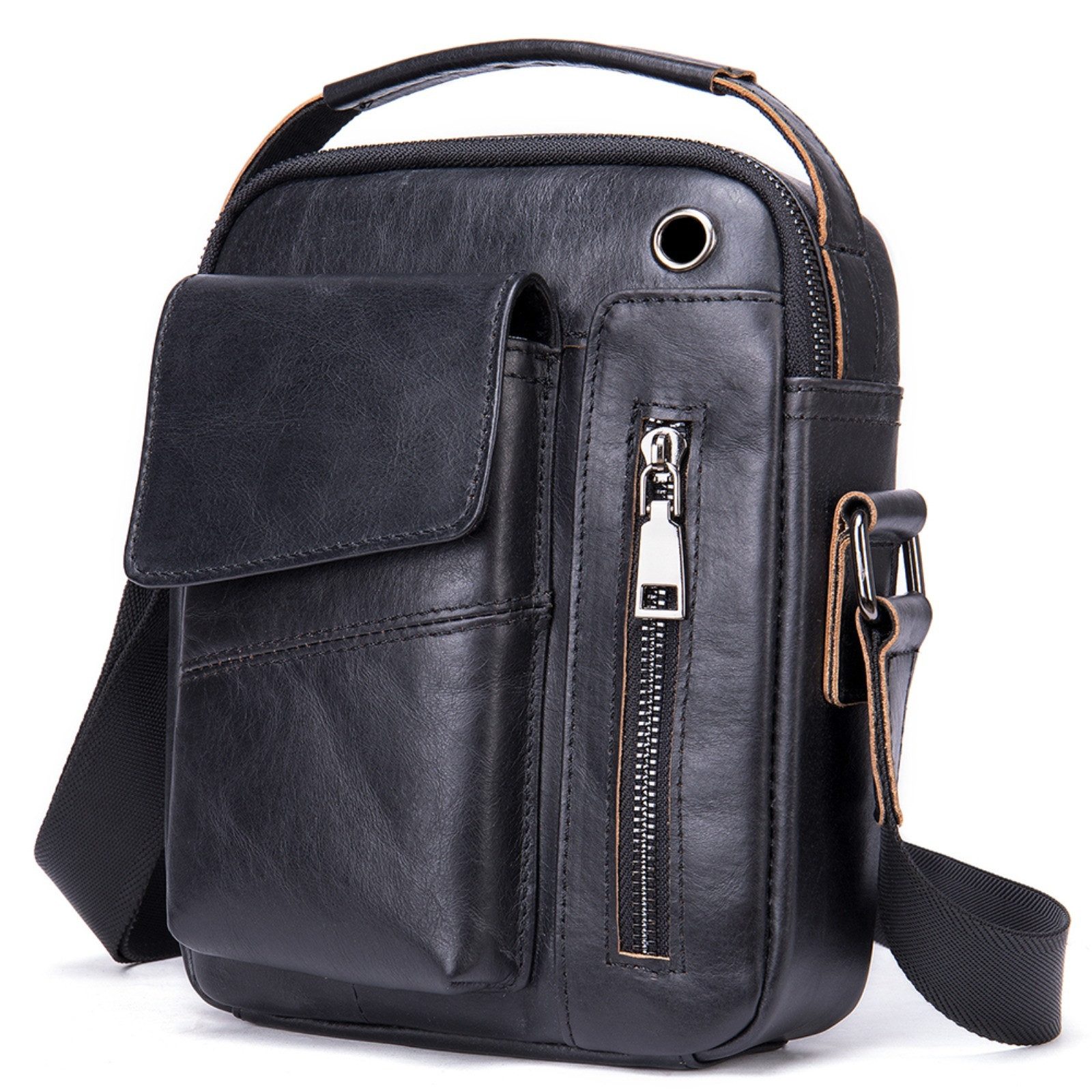 YUBRO-STUDIO Umhängetasche Herren Leder Schultertasche Crossbody Messenger günstig online kaufen