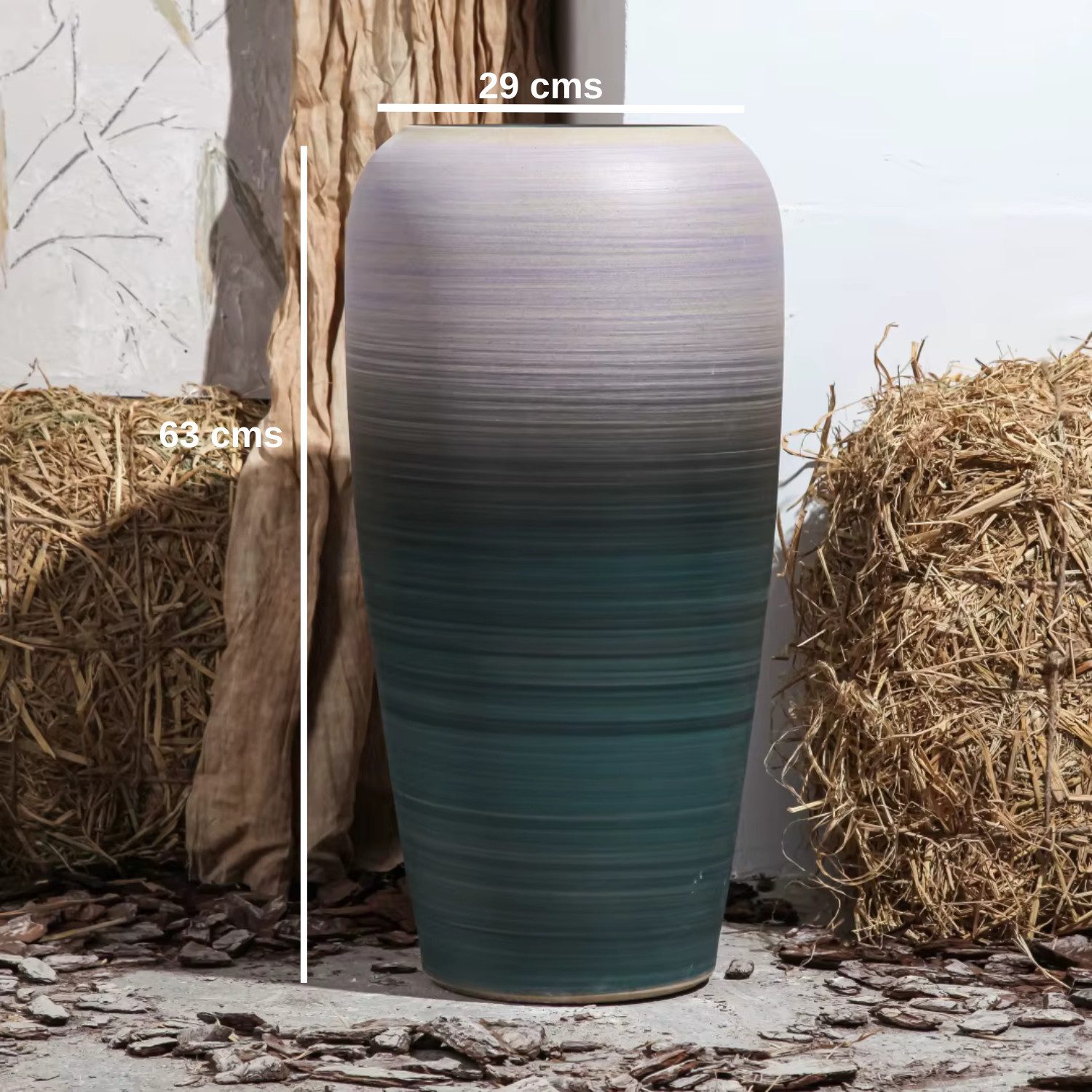 Quality Elegance Bodenvase Keramikvase im Nordic Vintage Stil – Mit Farbverlauf – Bodenstehend, Keramikvase groß, 92 cms, 72 cms, 63 cms
