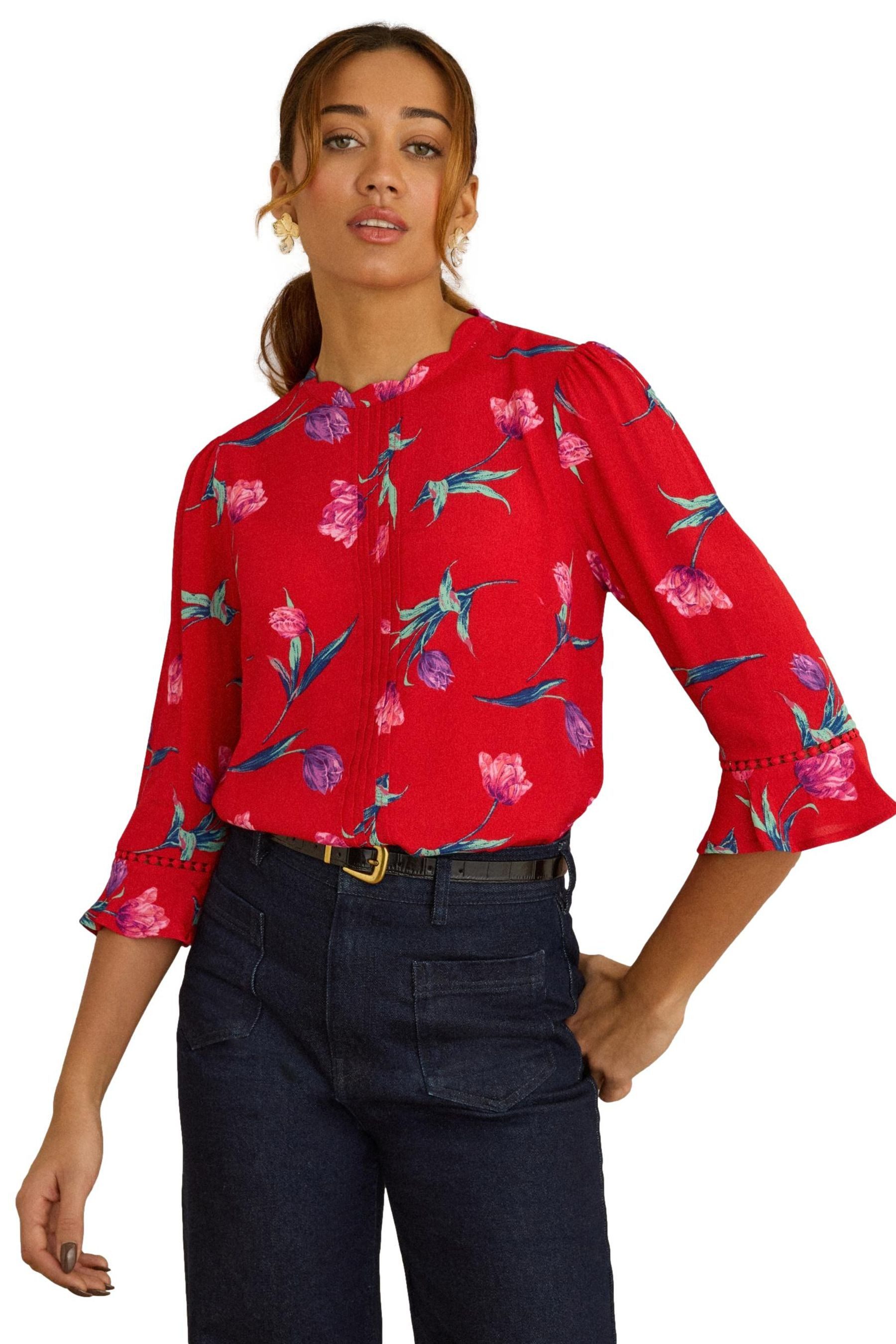 Langarmbluse Love & Roses Bluse mit 3/4-Trompetenärmeln Regular