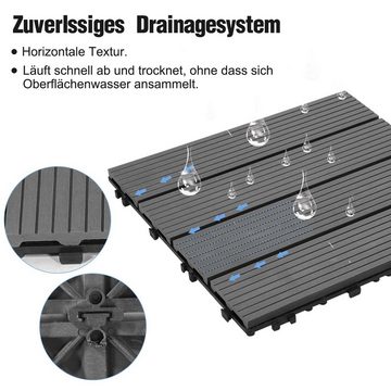 Bettizia Holzfliesen WPC Fliesen 11 Stück 1m² 30x30 cm Terrassendielen Holzfliesen Fliese, für Terrassen und Balkon, klicksystem 30x30cm Fliese Bodenfliese Balkon