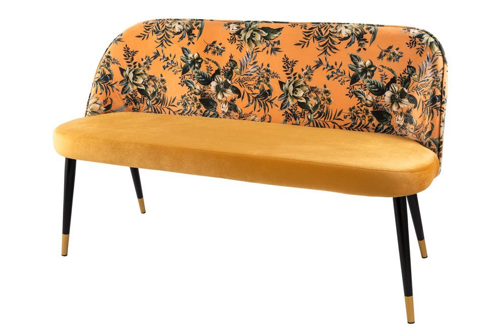 riess-ambiente Sitzbank gelb florales (Einzelartikel, / schwarz · bunt · 1-St), Design Metall · Samt Retro gelb, | PRÊT-À-PORTER gelb · Wohnzimmer