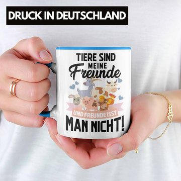 Trendation Tasse Trendation - Veganer Tasse Geschenk Tiere Sind Meine Freunde Vegan Geschenkidee Lustiger Spruch Vegane Lebensweise Spruch