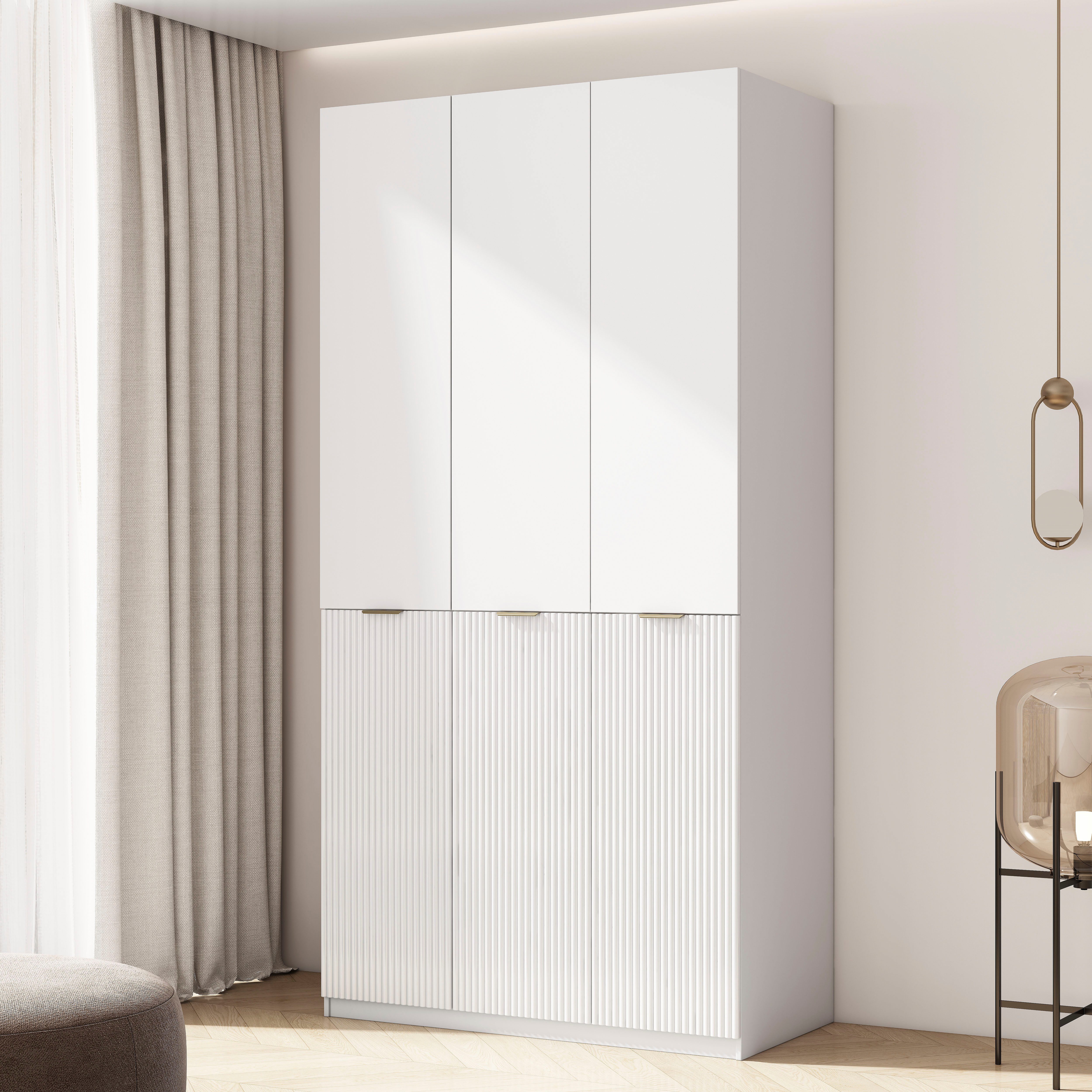 OTTO home Kleiderschrank Jorella Schlafzimmerschrank Garderobe mit Softclose (moderner Schrank mit Premiumausstattung für viel Stauraum) eleganter Schlafzimmerschrank Rillendesign Trend Breite 121cm